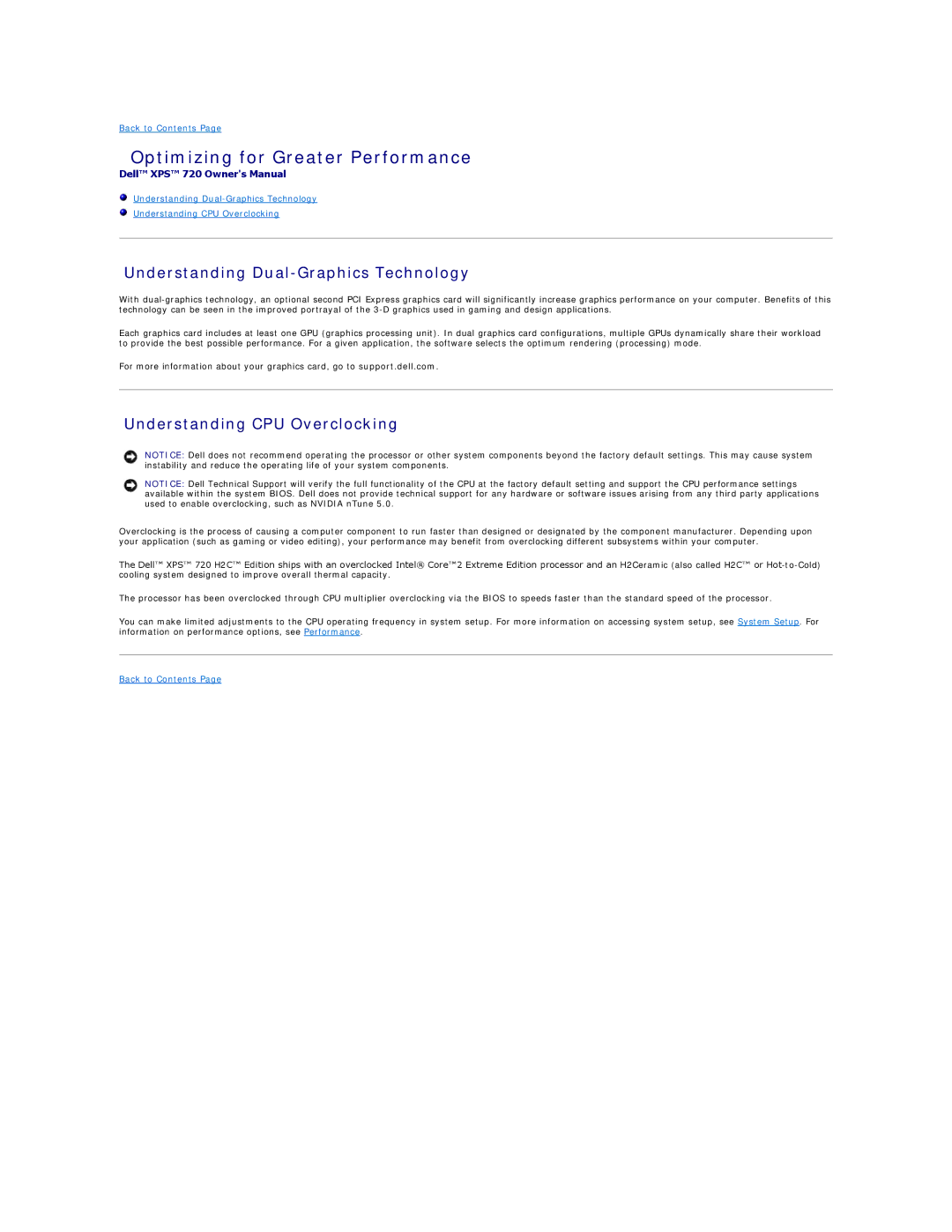 Dell 720H2C appendix Understanding Dual-Graphics Technology, Understanding CPU Overclocking 