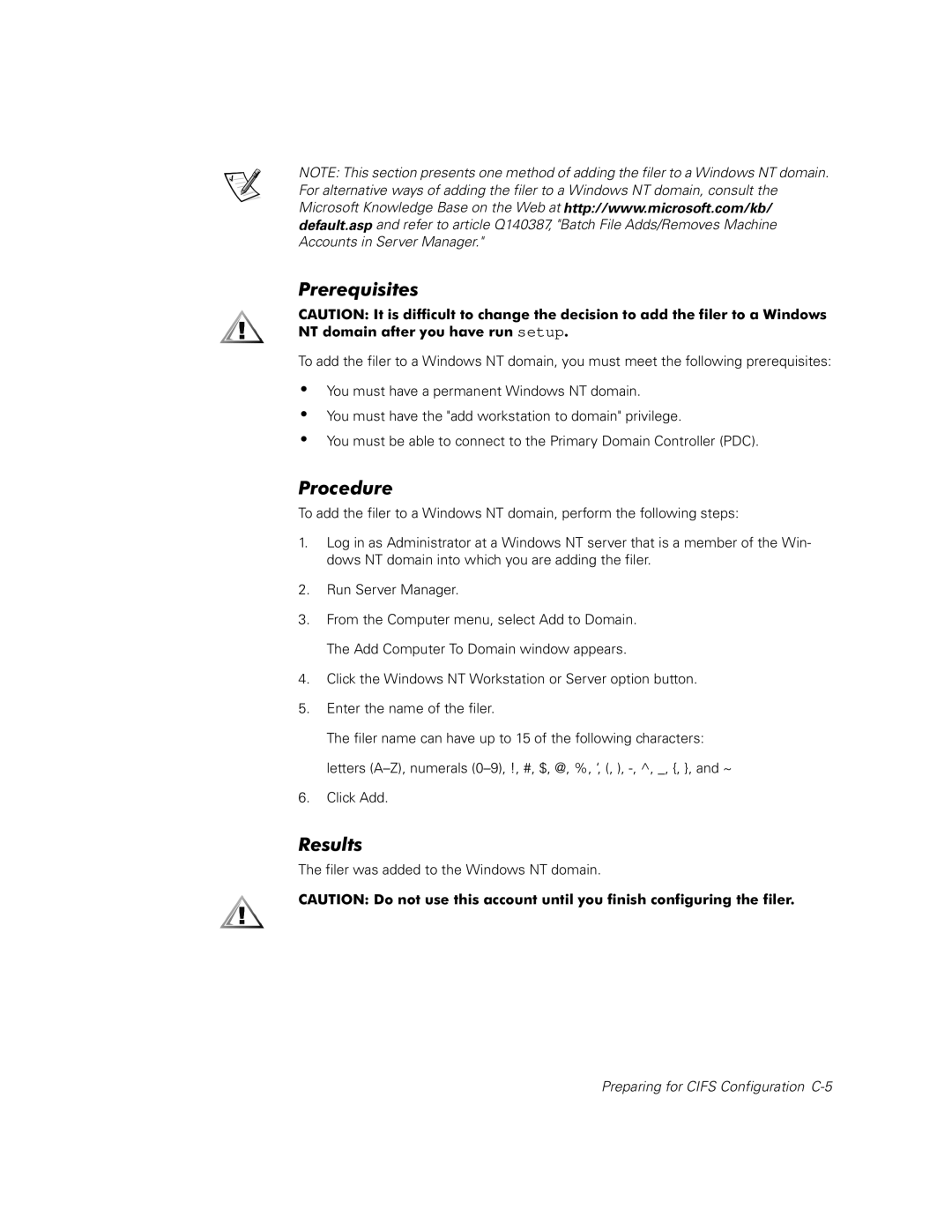 Dell 2385P, 720N, 740N, 760N manual Filer was added to the Windows NT domain 