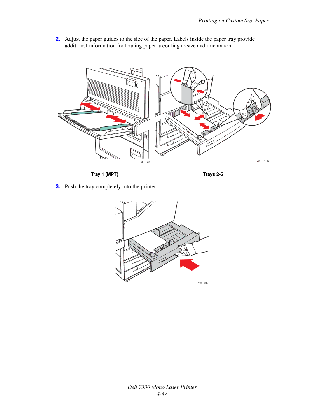 Dell 7330 manual Tray 1 MPT Trays 