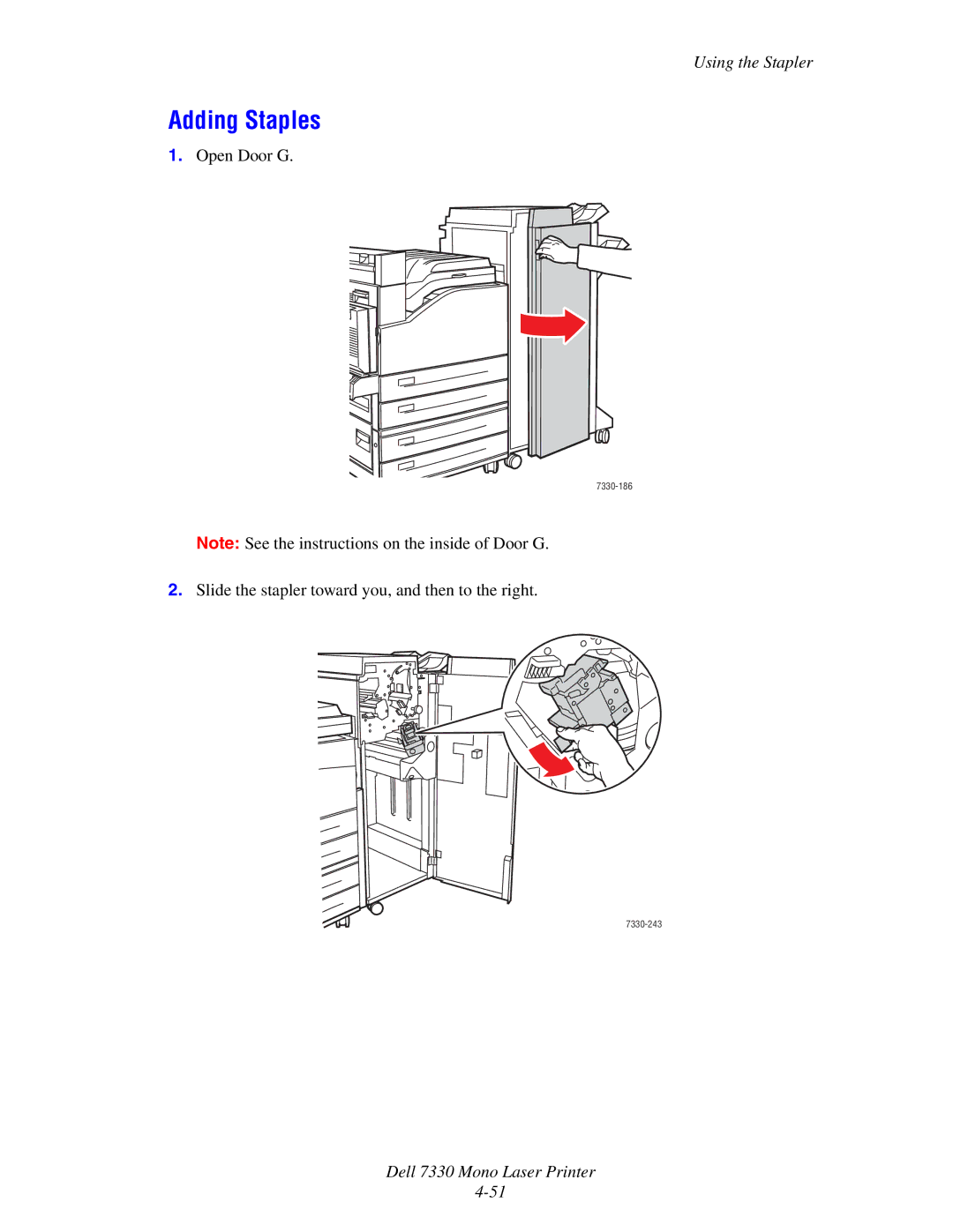 Dell 7330 manual Adding Staples 