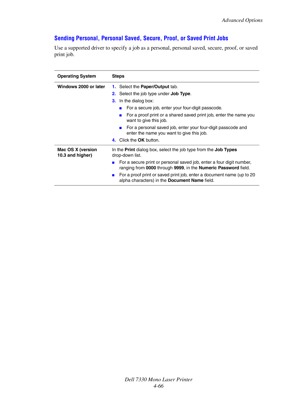 Dell 7330 manual Select the job type under Job Type 