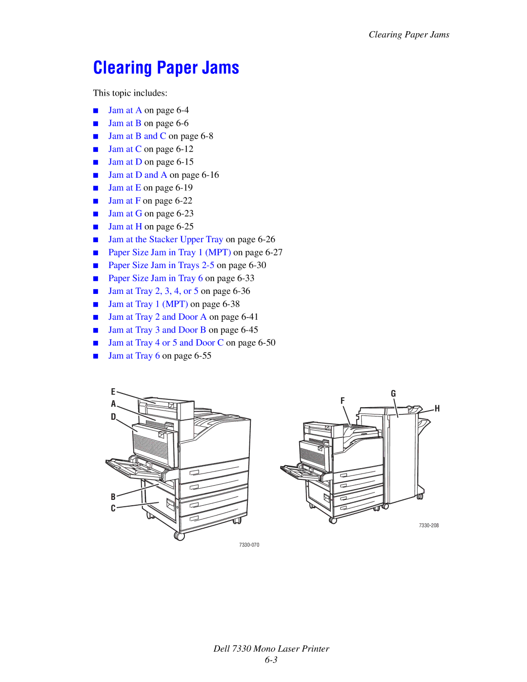 Dell 7330 manual Clearing Paper Jams 