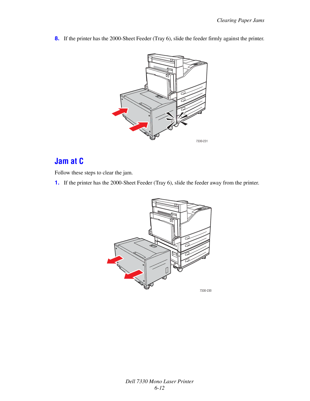 Dell 7330 manual Jam at C 