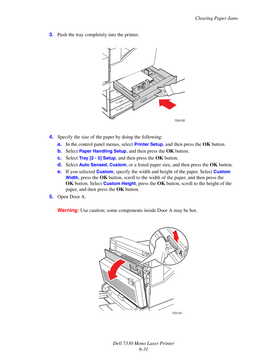 Dell 7330 manual Push the tray completely into the printer 