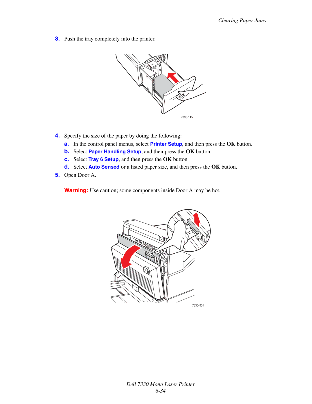 Dell 7330 manual Push the tray completely into the printer 