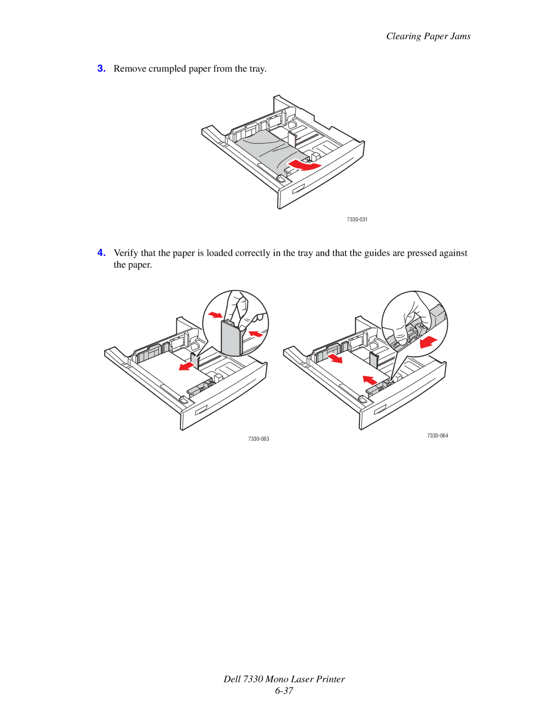 Dell 7330 manual Remove crumpled paper from the tray 