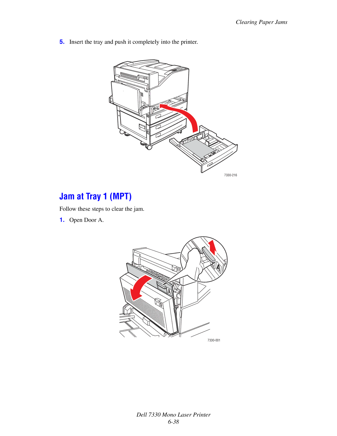 Dell 7330 manual Jam at Tray 1 MPT 