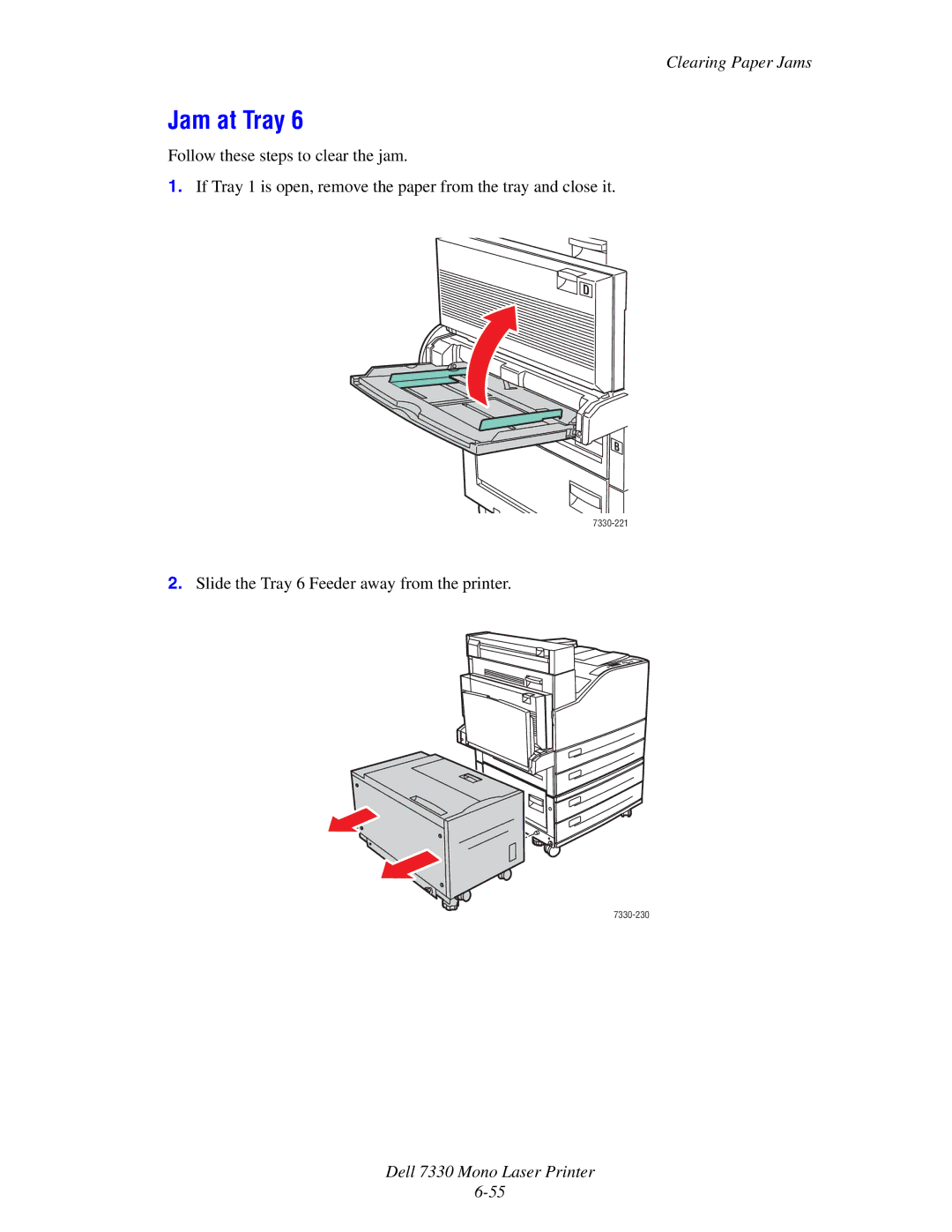 Dell 7330 manual Jam at Tray 