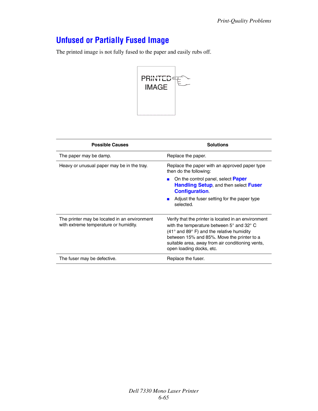 Dell 7330 manual Unfused or Partially Fused Image, Configuration 