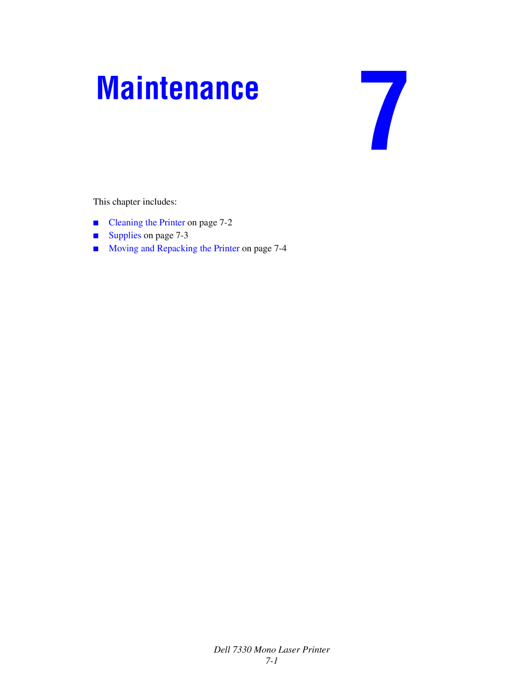 Dell 7330 manual Maintenance 