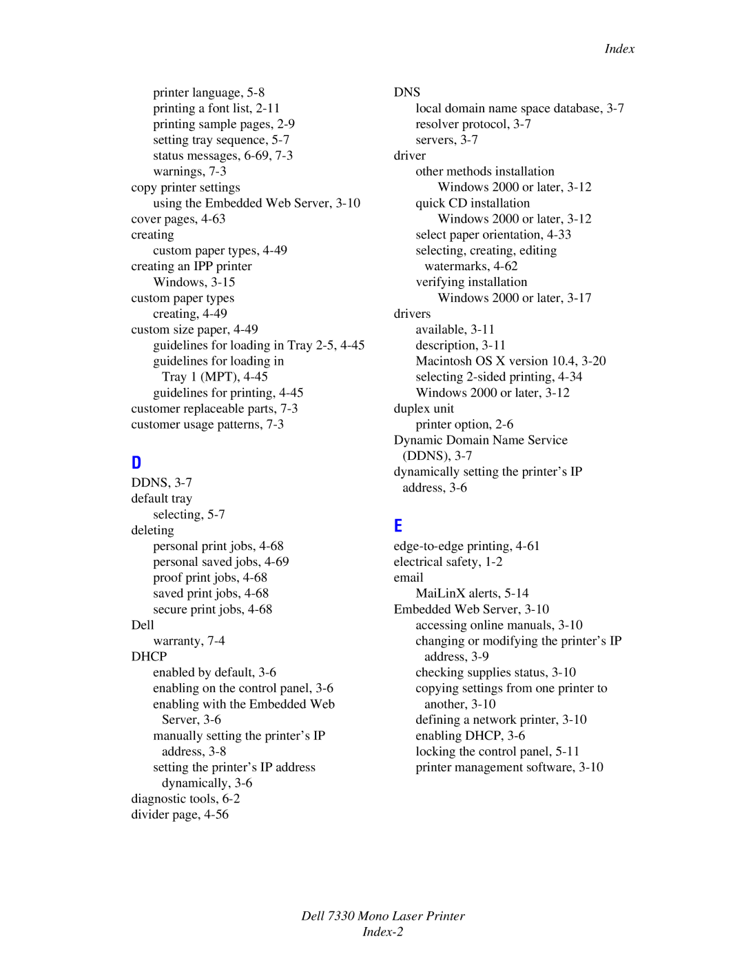 Dell 7330 manual Index 