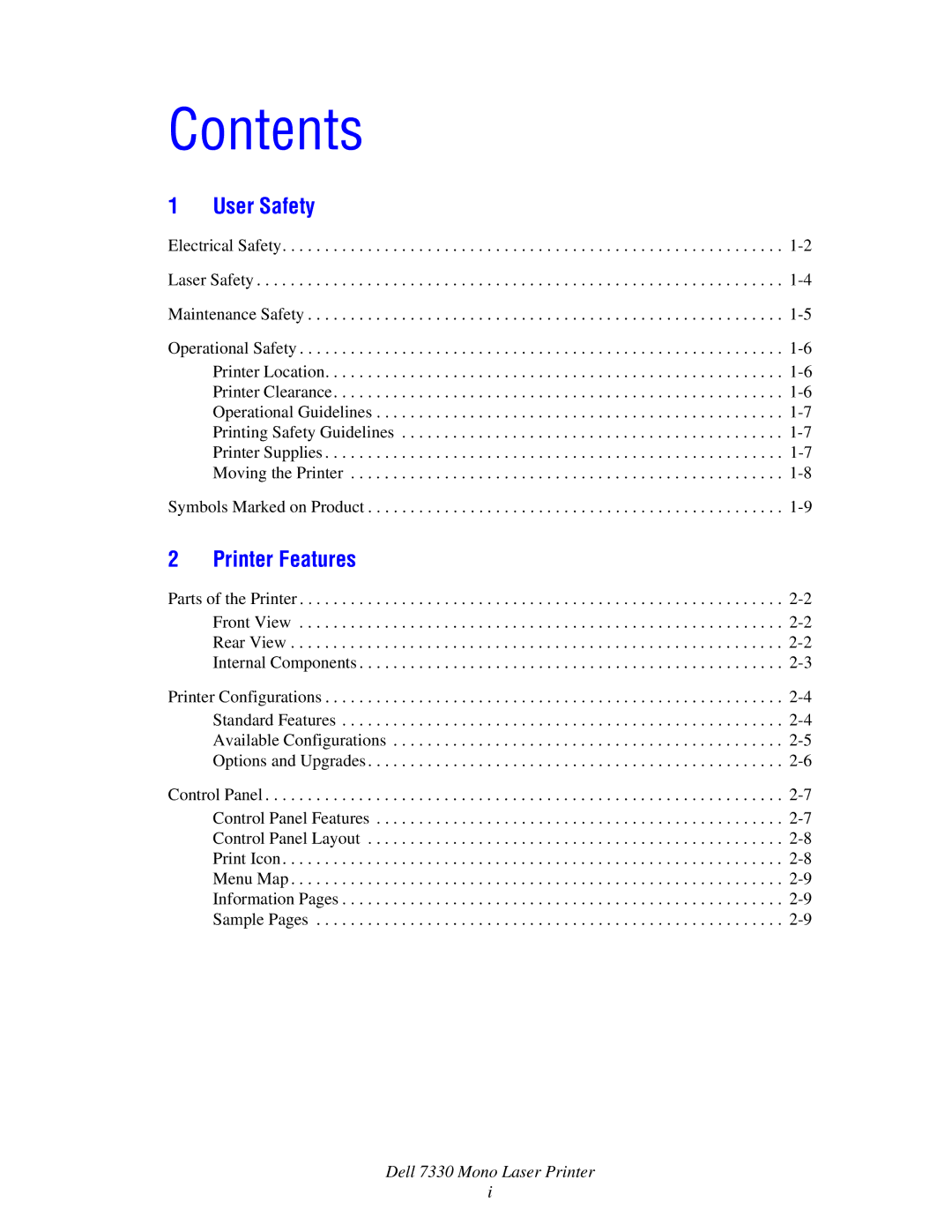 Dell 7330 manual Contents 