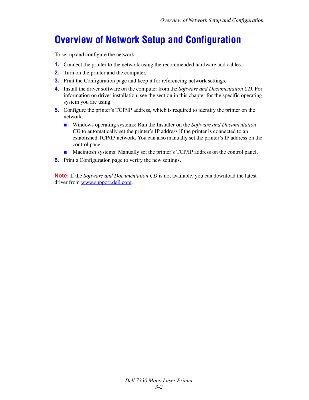 Dell 7330 manual Overview of Network Setup and Configuration 