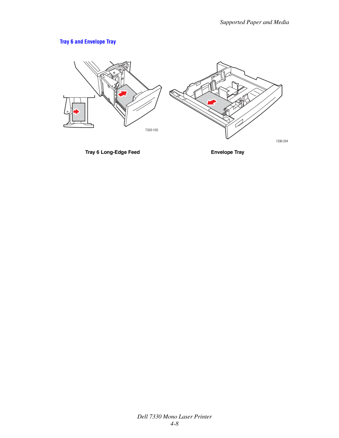 Dell 7330 manual Tray 6 and Envelope Tray 