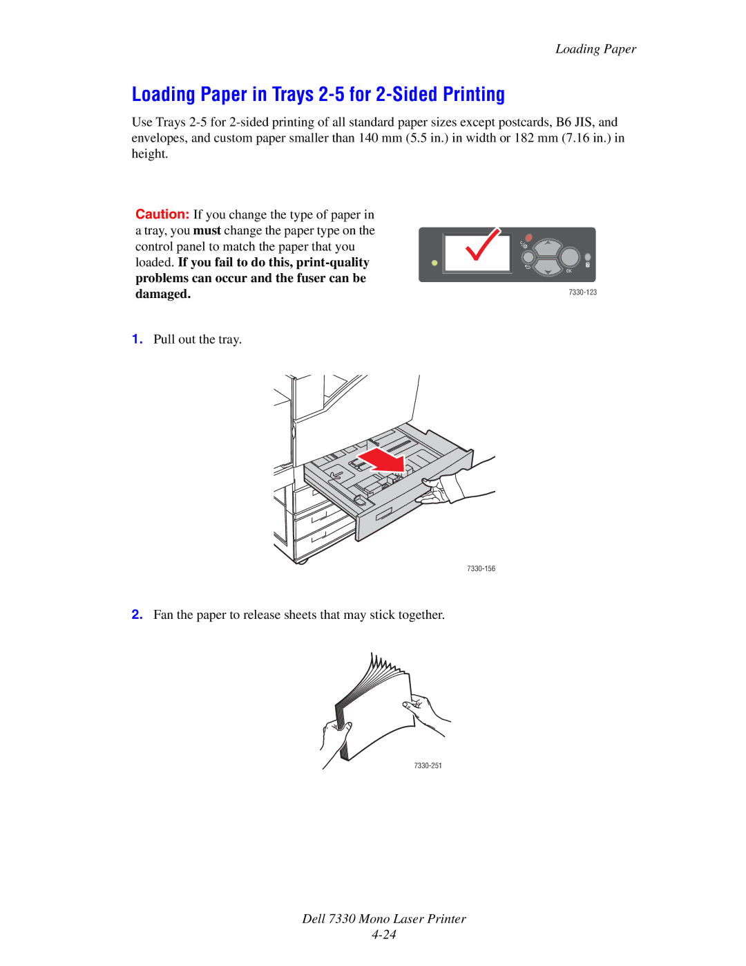 Dell 7330 manual Loading Paper in Trays 2-5 for 2-Sided Printing 