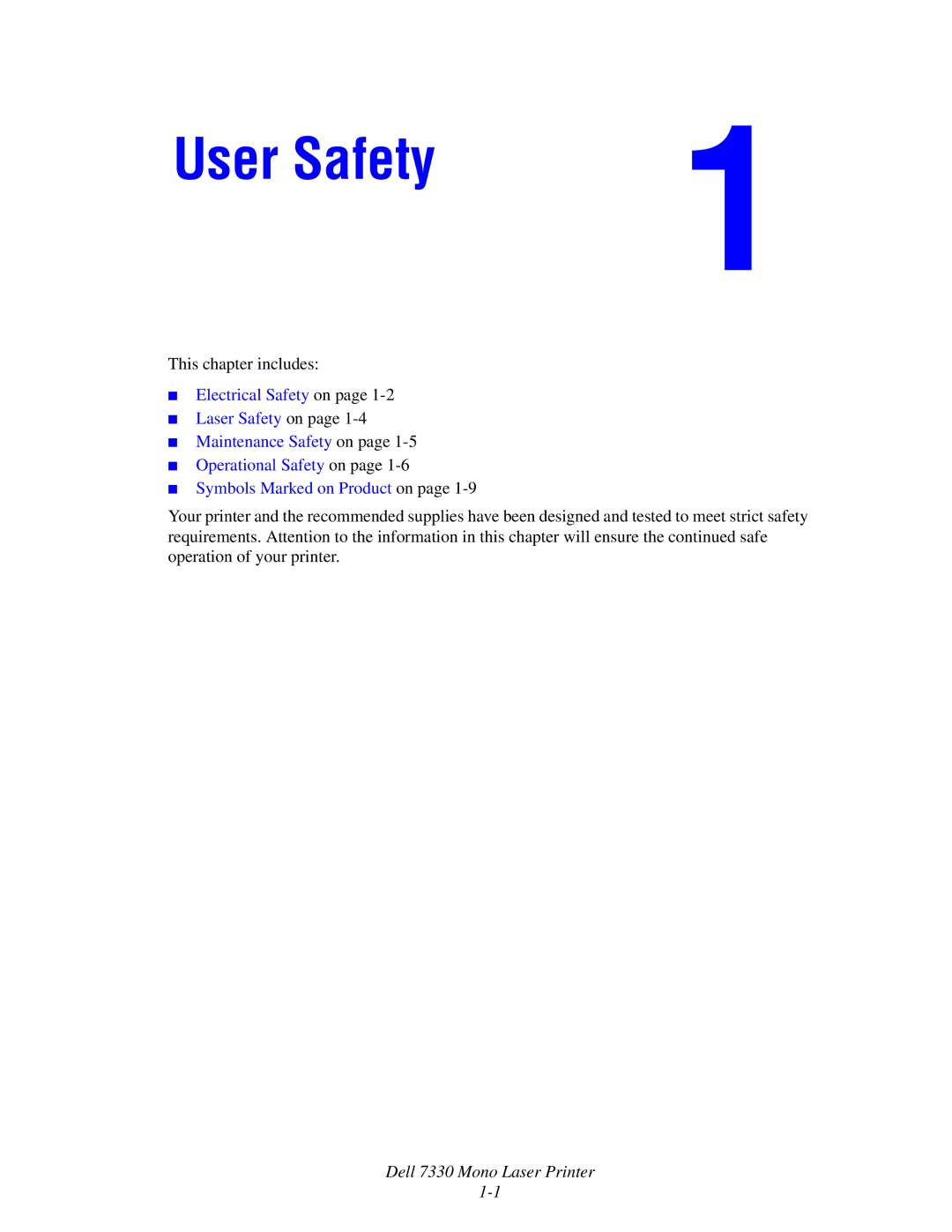 Dell 7330 manual User Safety 