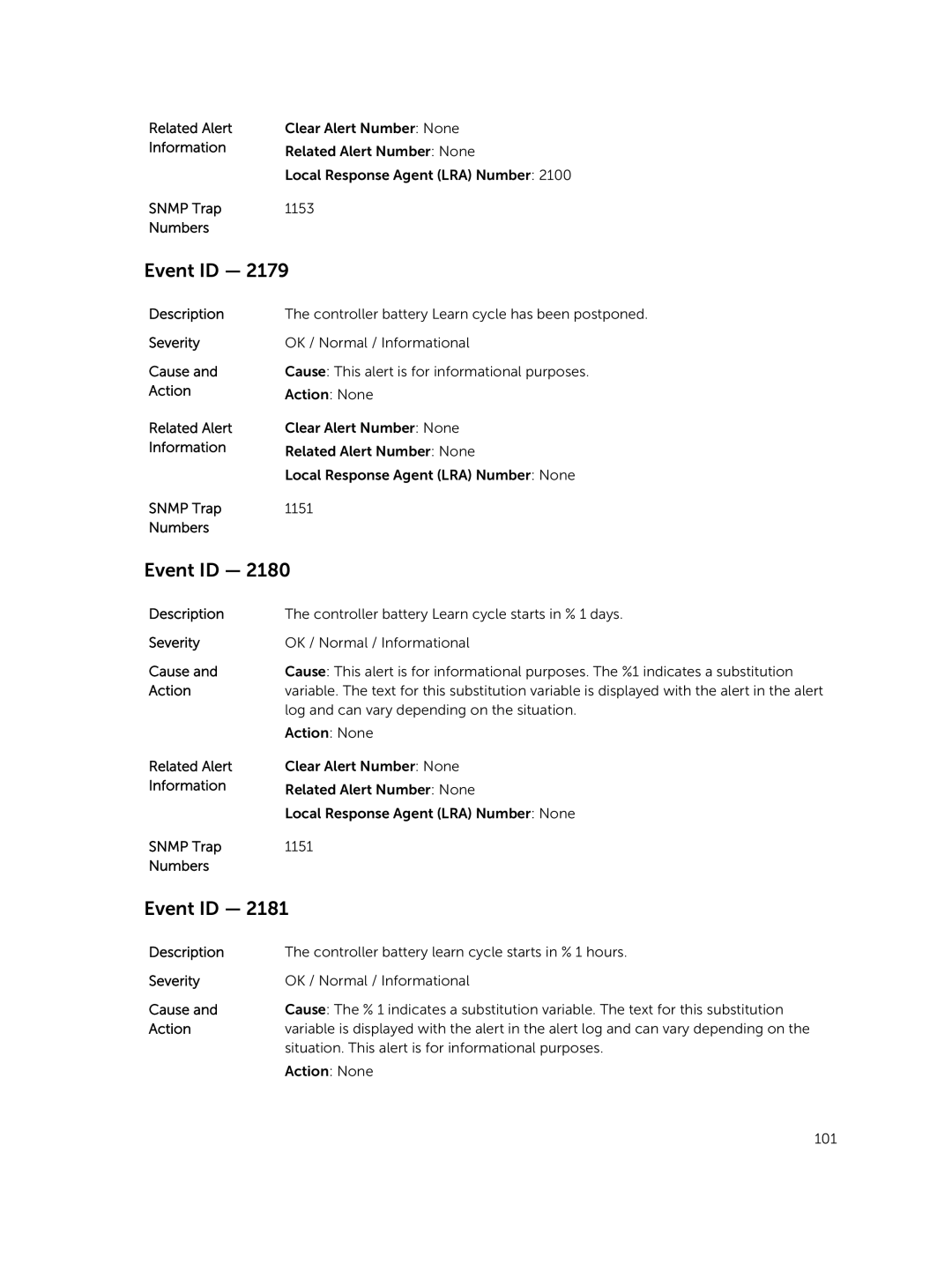 Dell 7.4 manual Controller battery Learn cycle has been postponed 