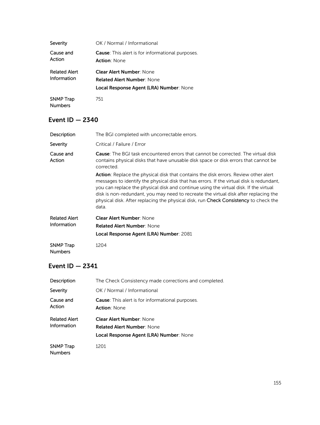 Dell 7.4 manual BGI completed with uncorrectable errors 