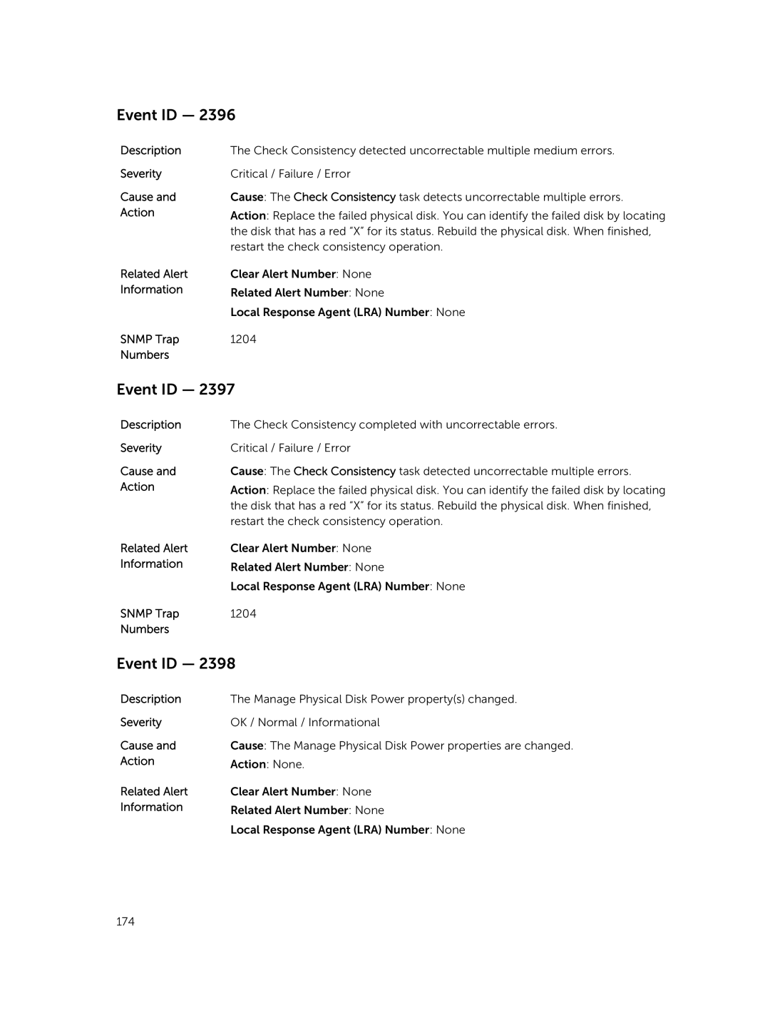 Dell 7.4 manual Restart the check consistency operation 