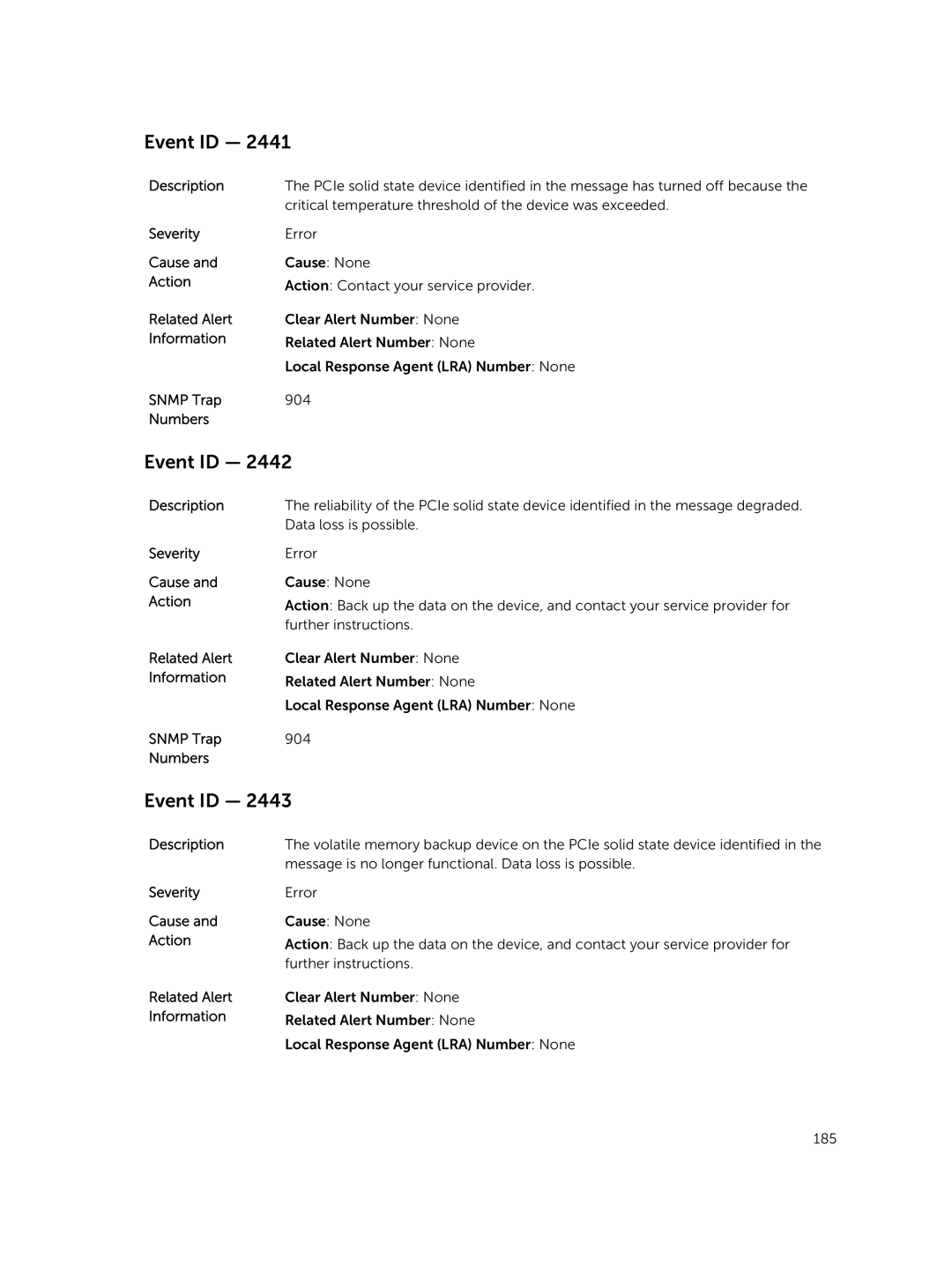 Dell 7.4 manual Critical temperature threshold of the device was exceeded 