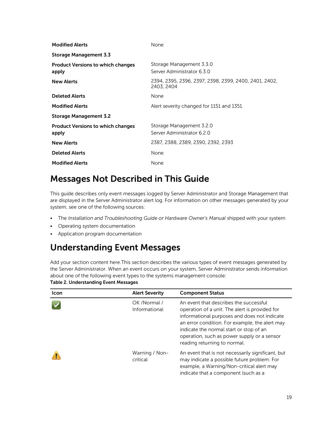 Dell 7.4 manual Messages Not Described in This Guide, Understanding Event Messages 