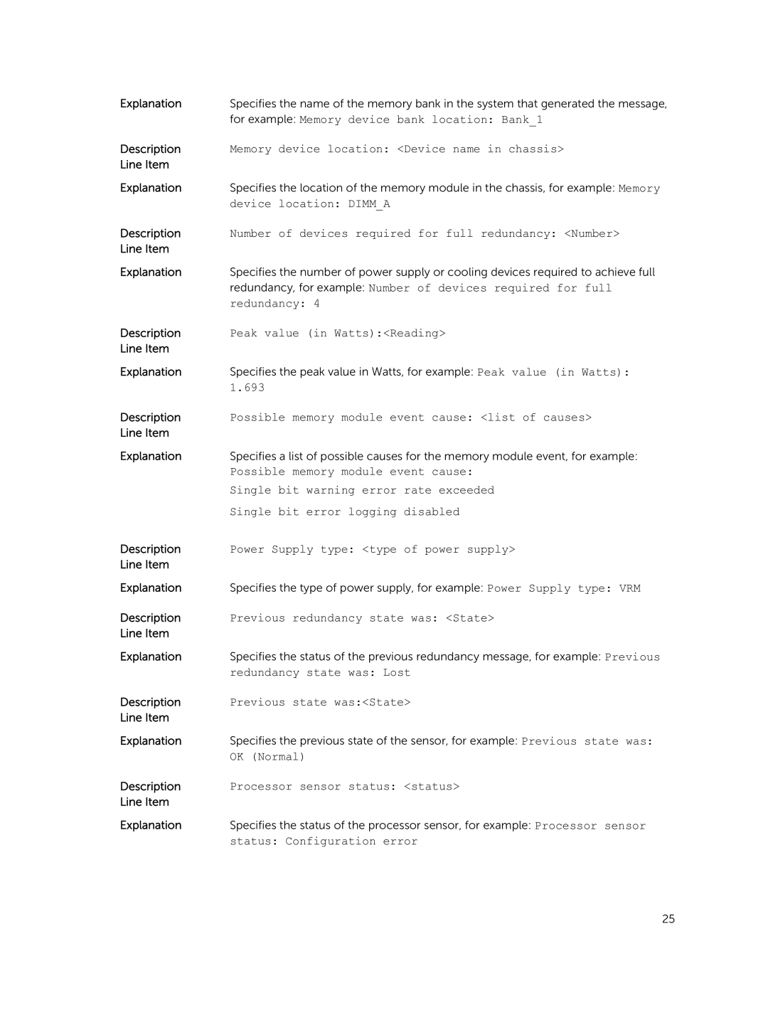 Dell 7.4 manual For example Memory device bank location Bank1 