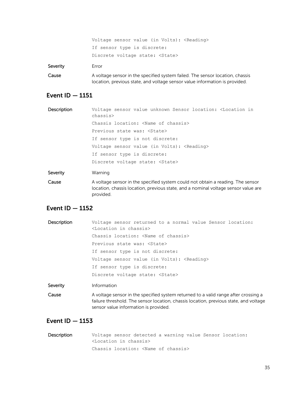 Dell 7.4 manual Sensor value information is provided 