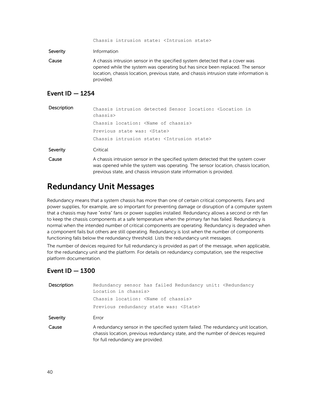 Dell 7.4 manual Redundancy Unit Messages 