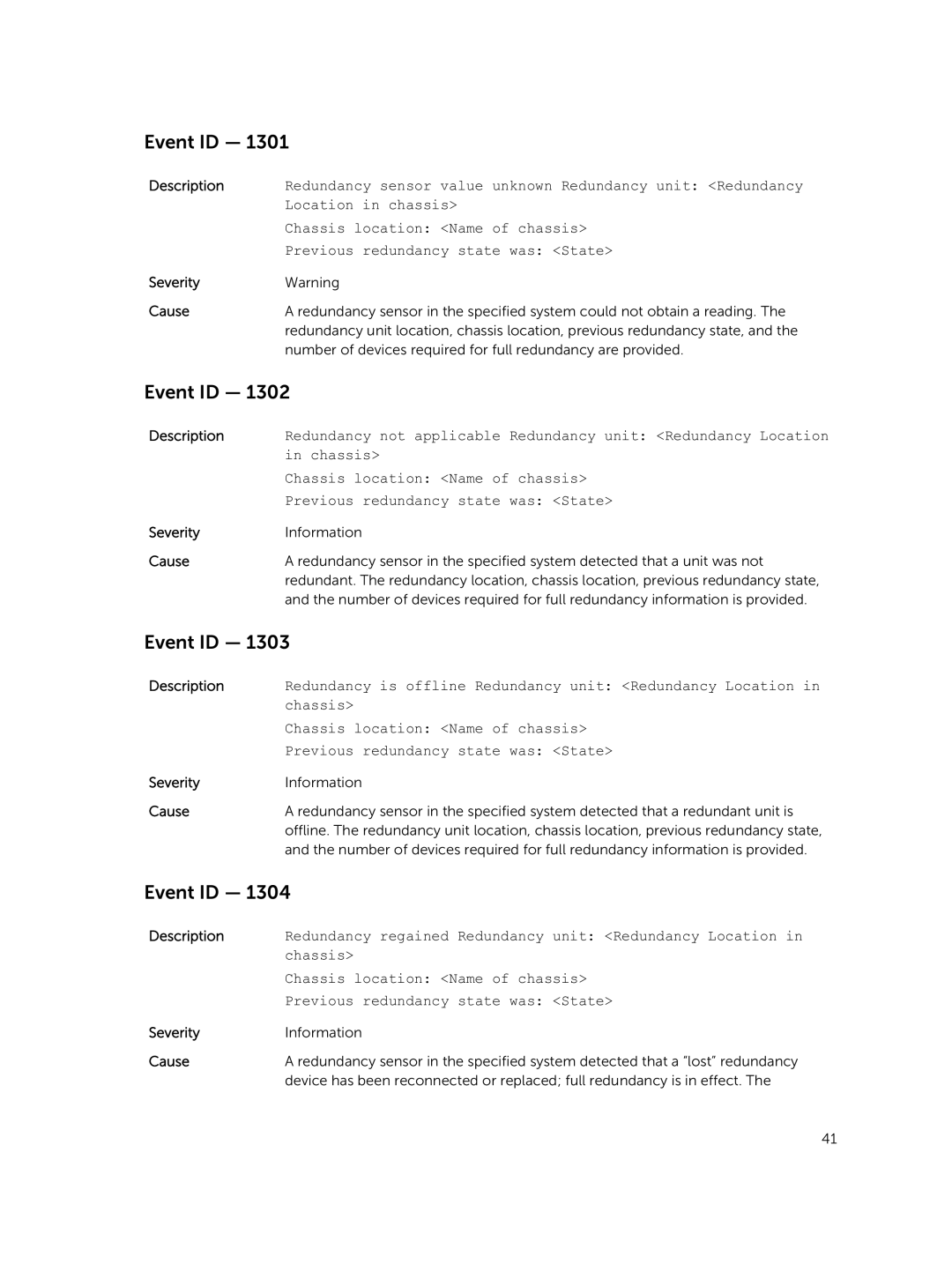 Dell 7.4 manual Redundancy sensor value unknown Redundancy unit Redundancy 