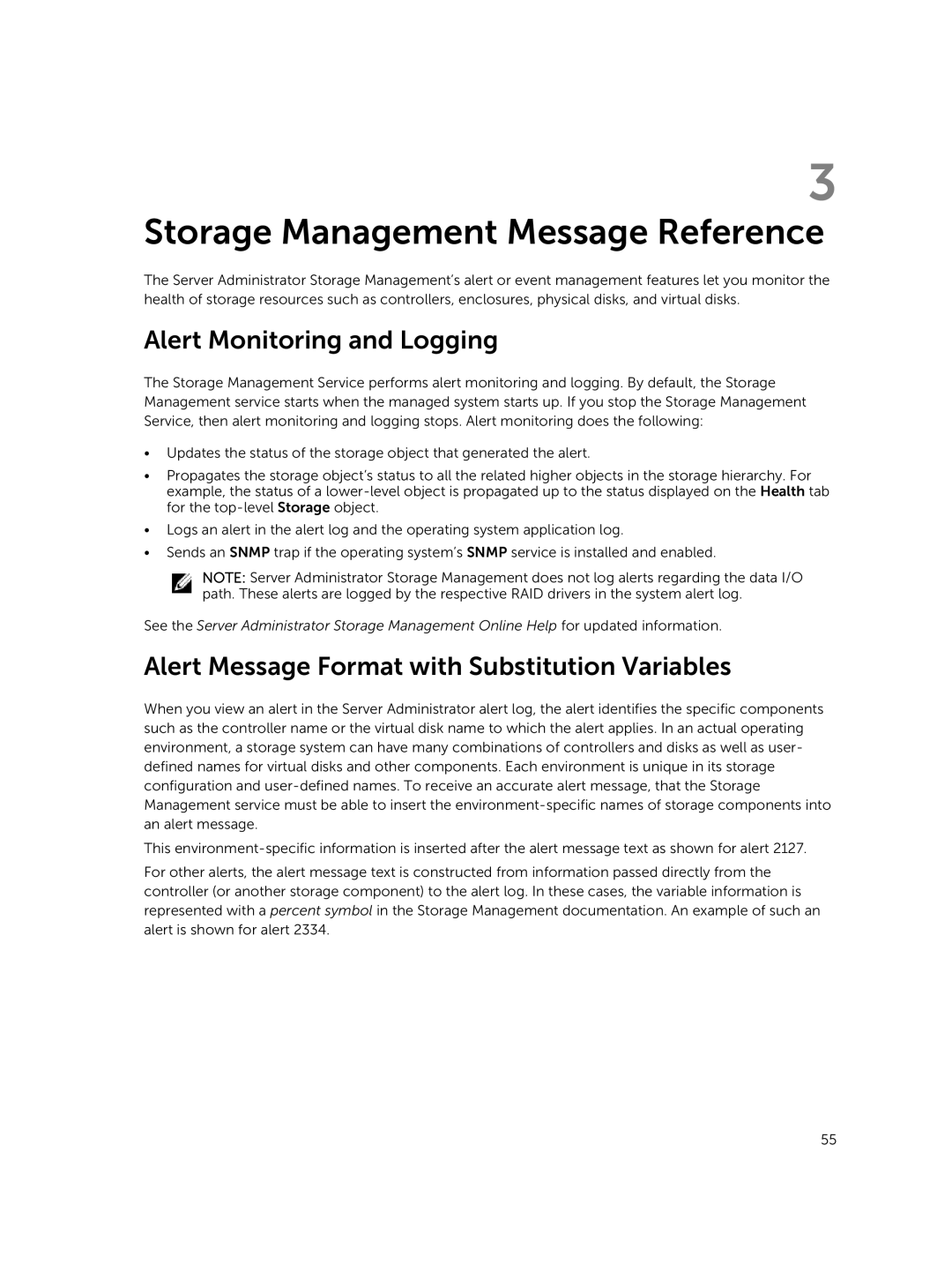 Dell 7.4 manual Alert Monitoring and Logging, Alert Message Format with Substitution Variables 