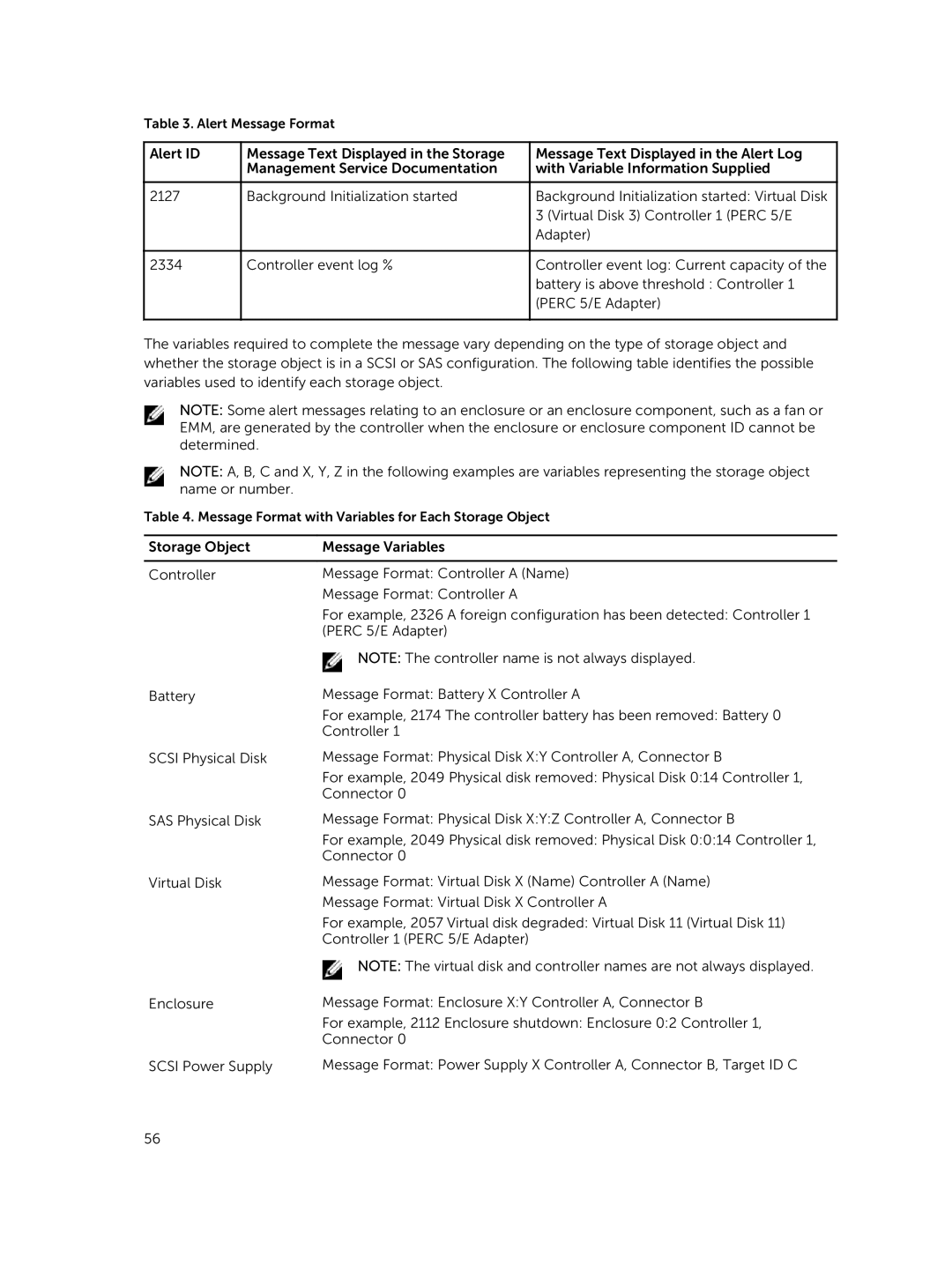 Dell 7.4 manual Alert Message Format 