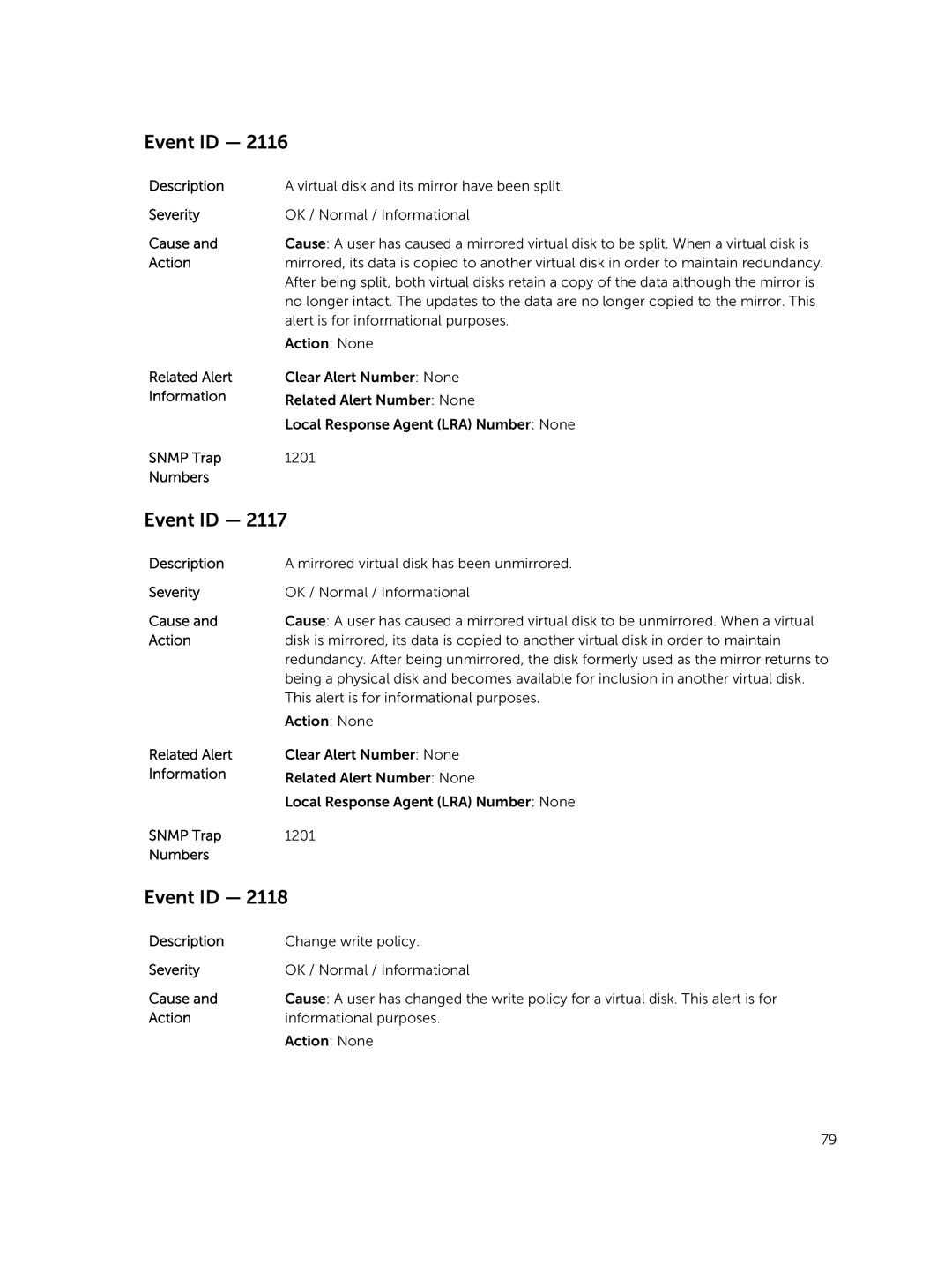 Dell 7.4 manual Virtual disk and its mirror have been split 