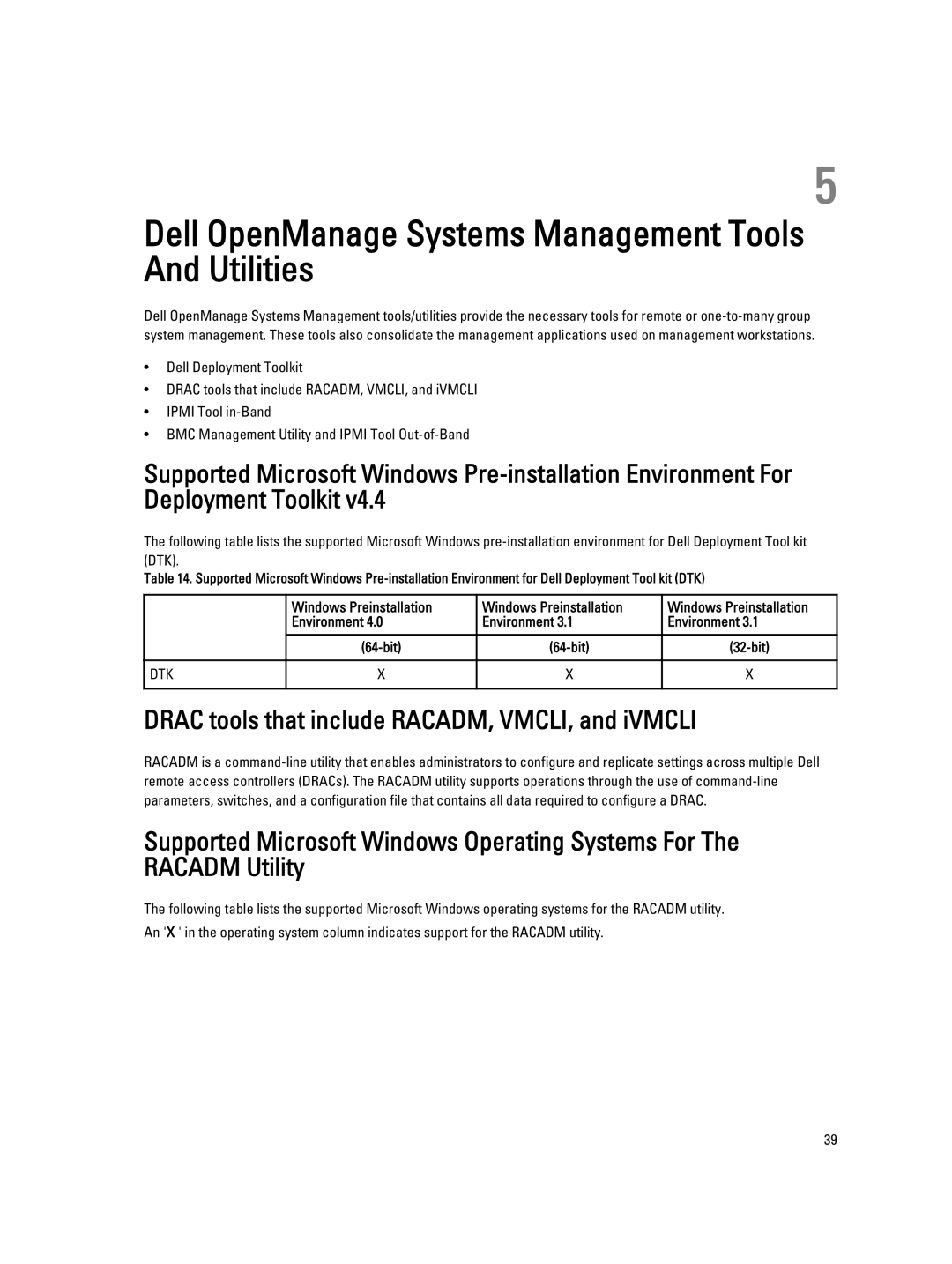 Dell 7.4 manual Drac tools that include RACADM, VMCLI, and iVMCLI, Windows Preinstallation Environment 