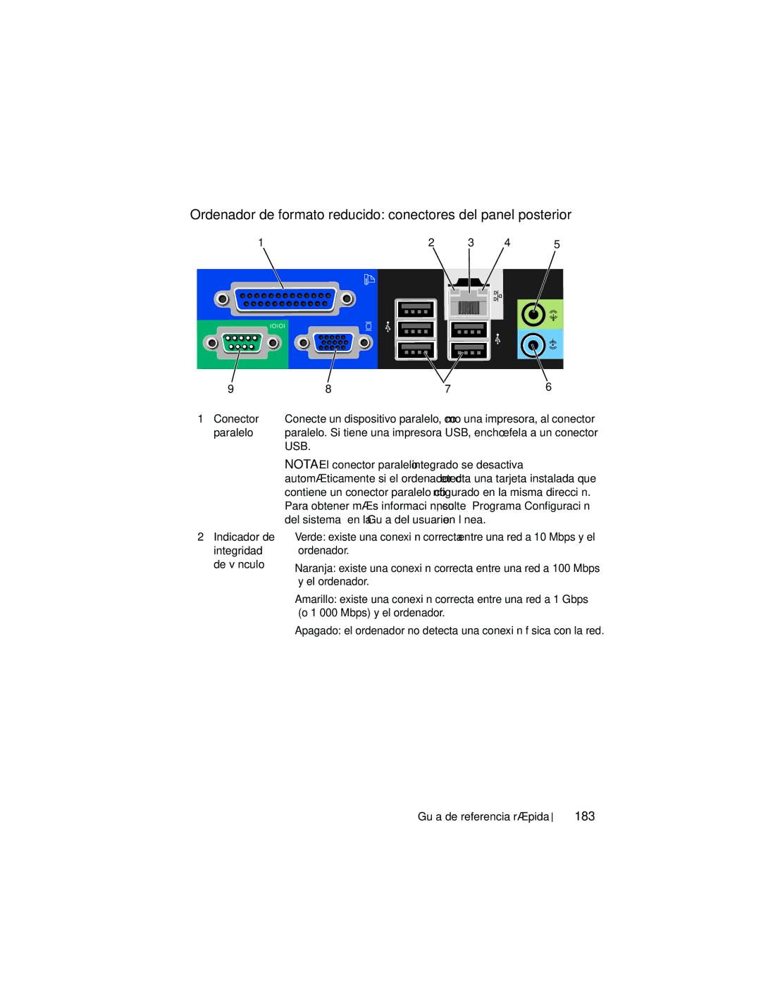 Dell 740 manual 183, El ordenador, Mbps y el ordenador 