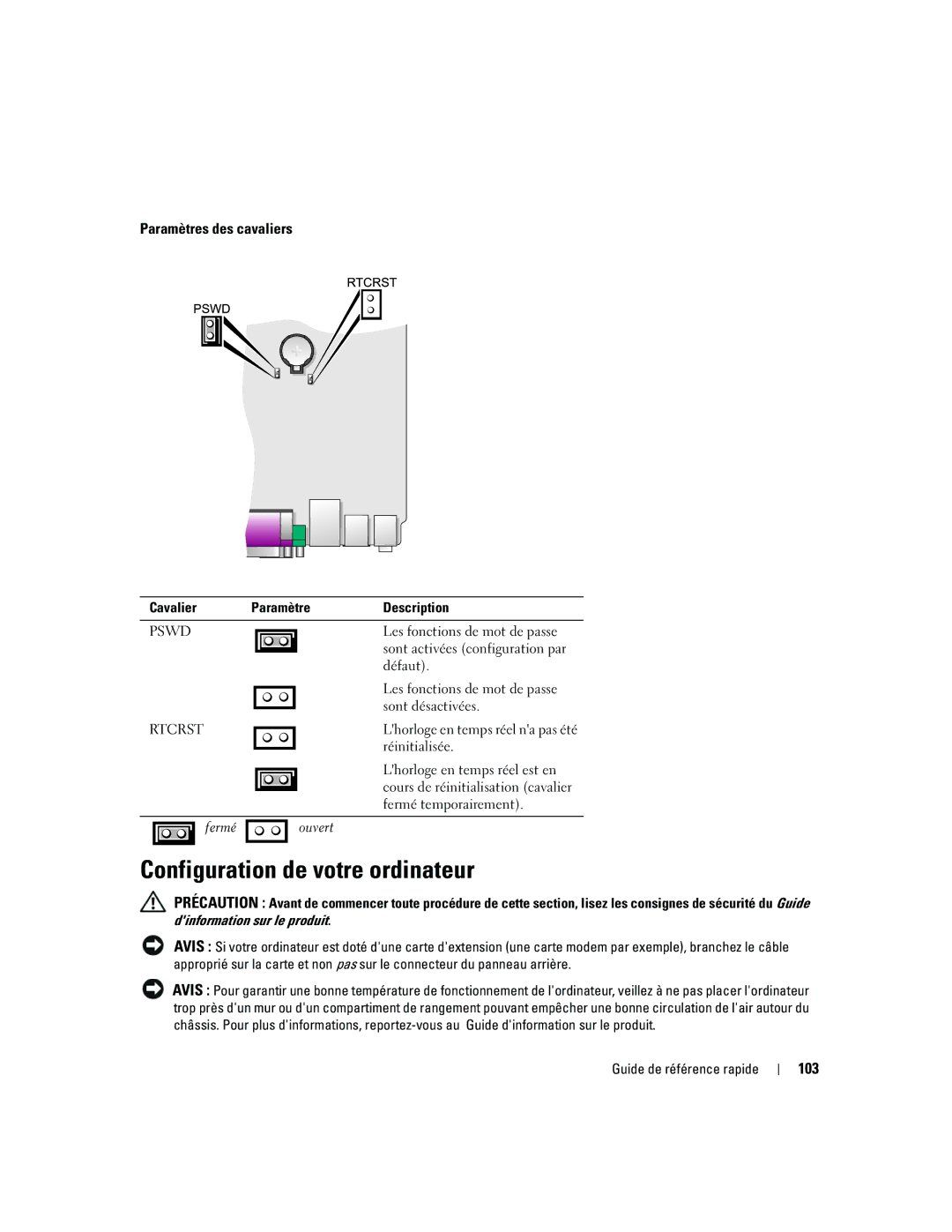 Dell 745 manual Configuration de votre ordinateur, 103 