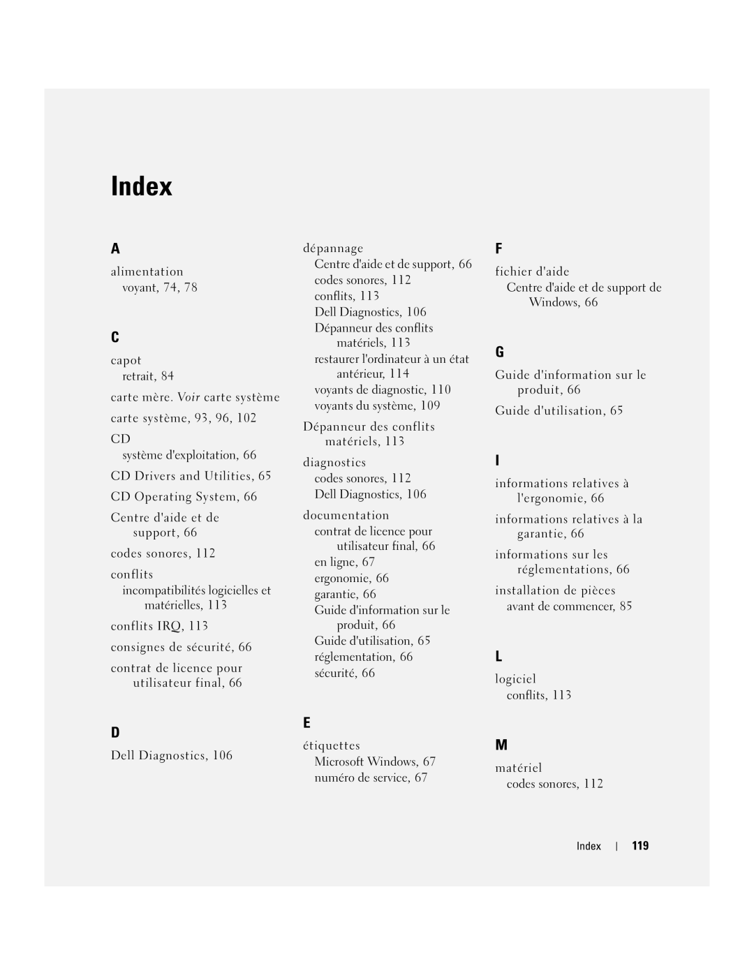 Dell 745 manual 119, Index 