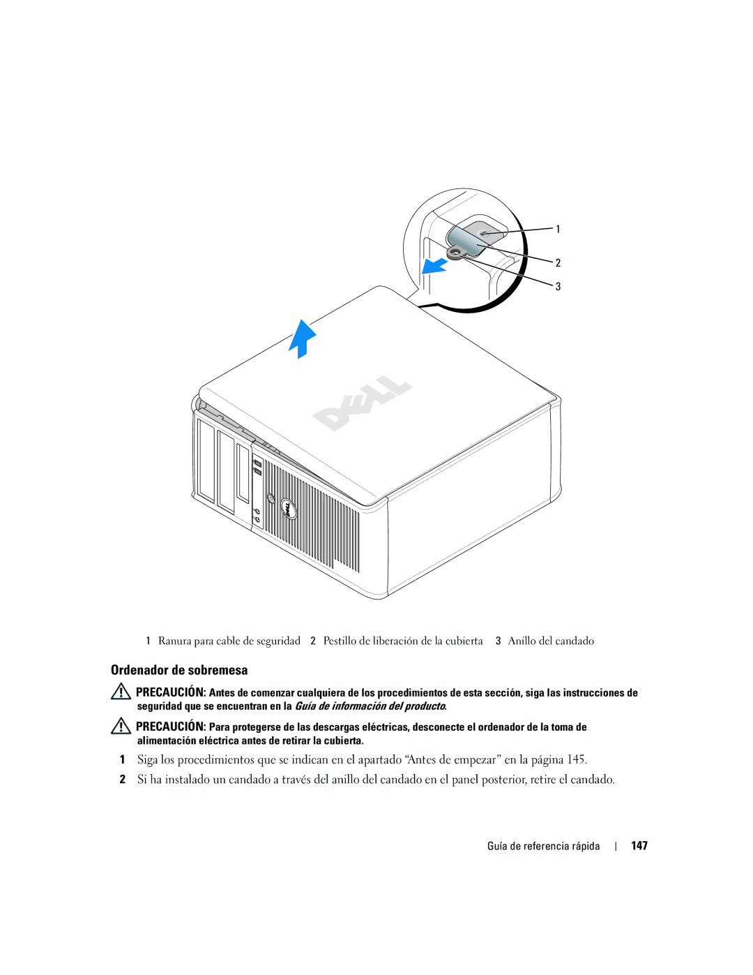 Dell 745 manual Ordenador de sobremesa, 147 