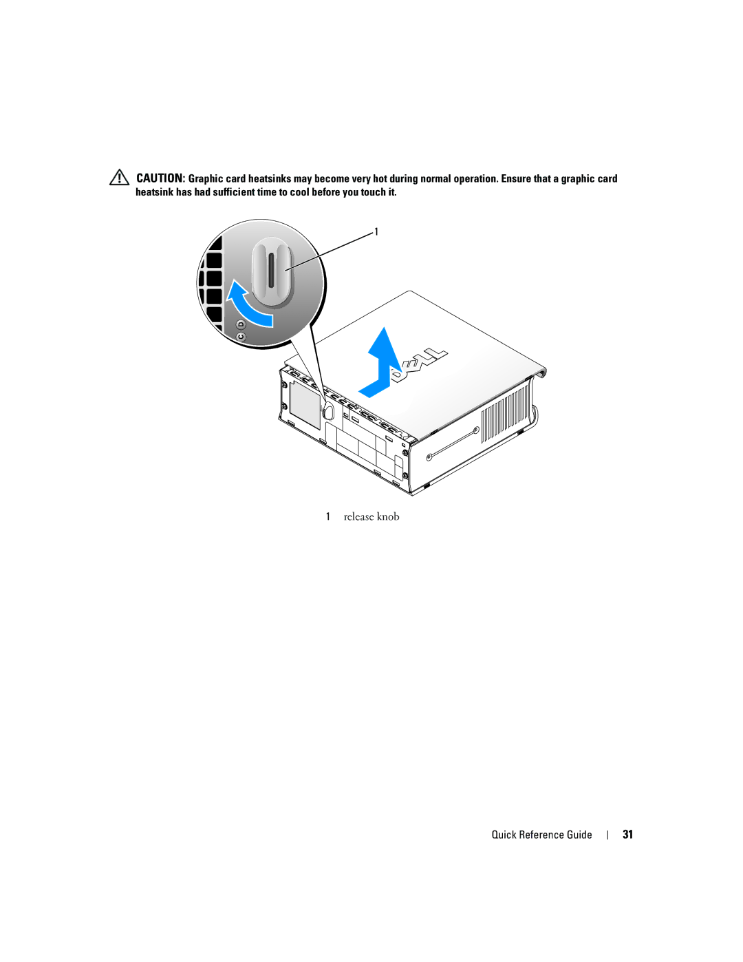 Dell 745 manual Release knob 