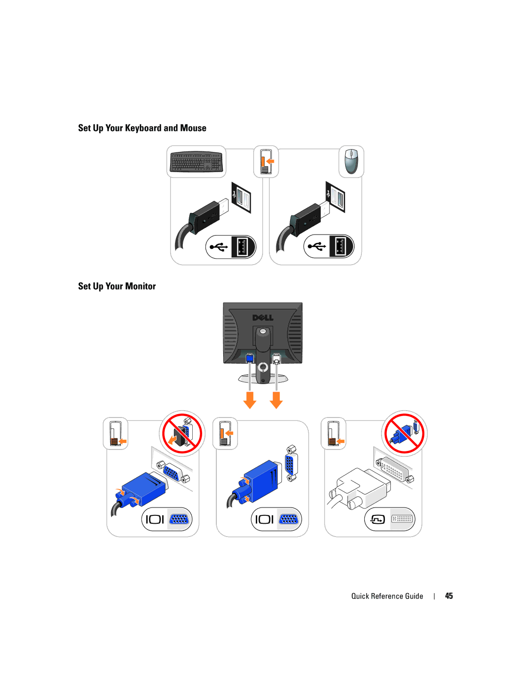 Dell 745 manual Set Up Your Keyboard and Mouse Set Up Your Monitor 