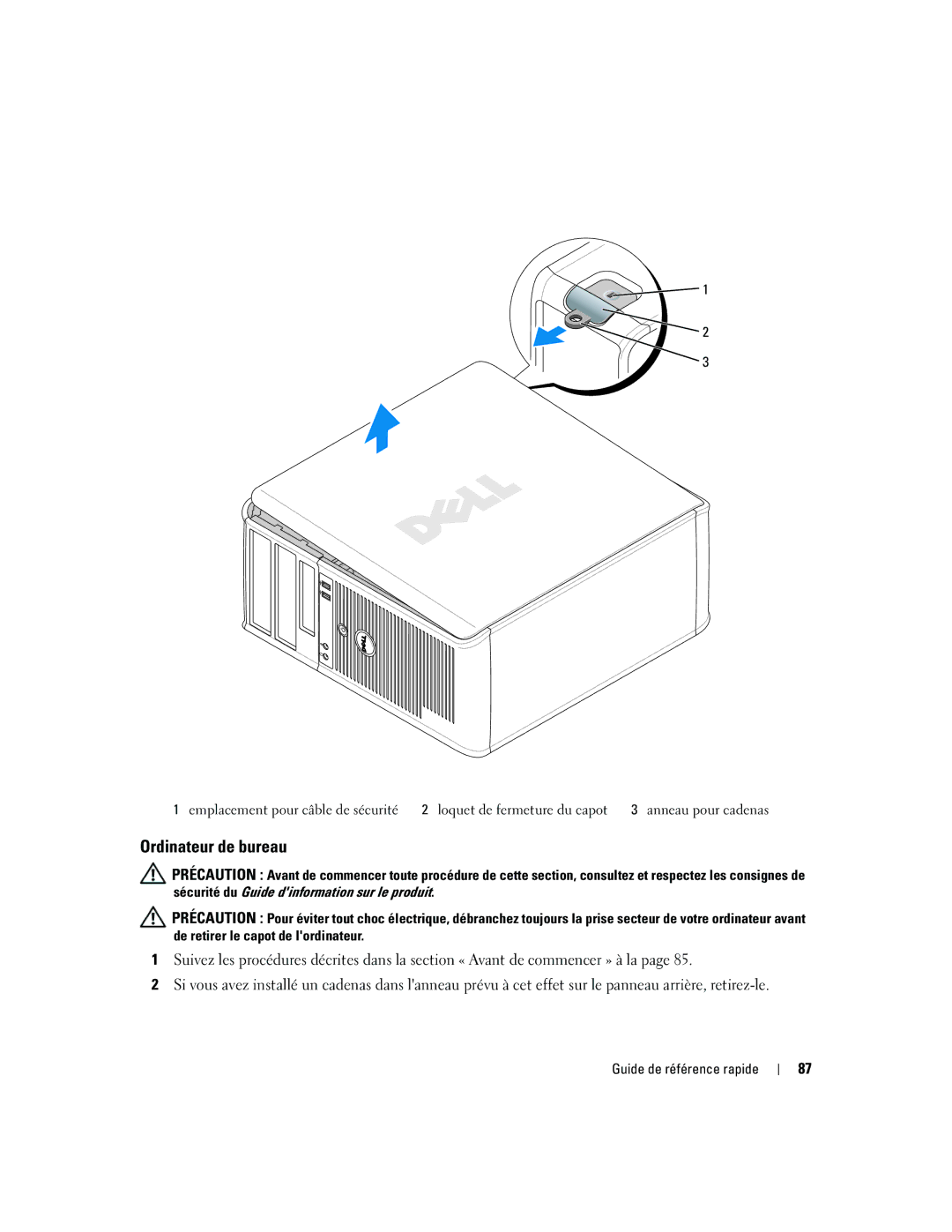 Dell 745 manual Ordinateur de bureau 