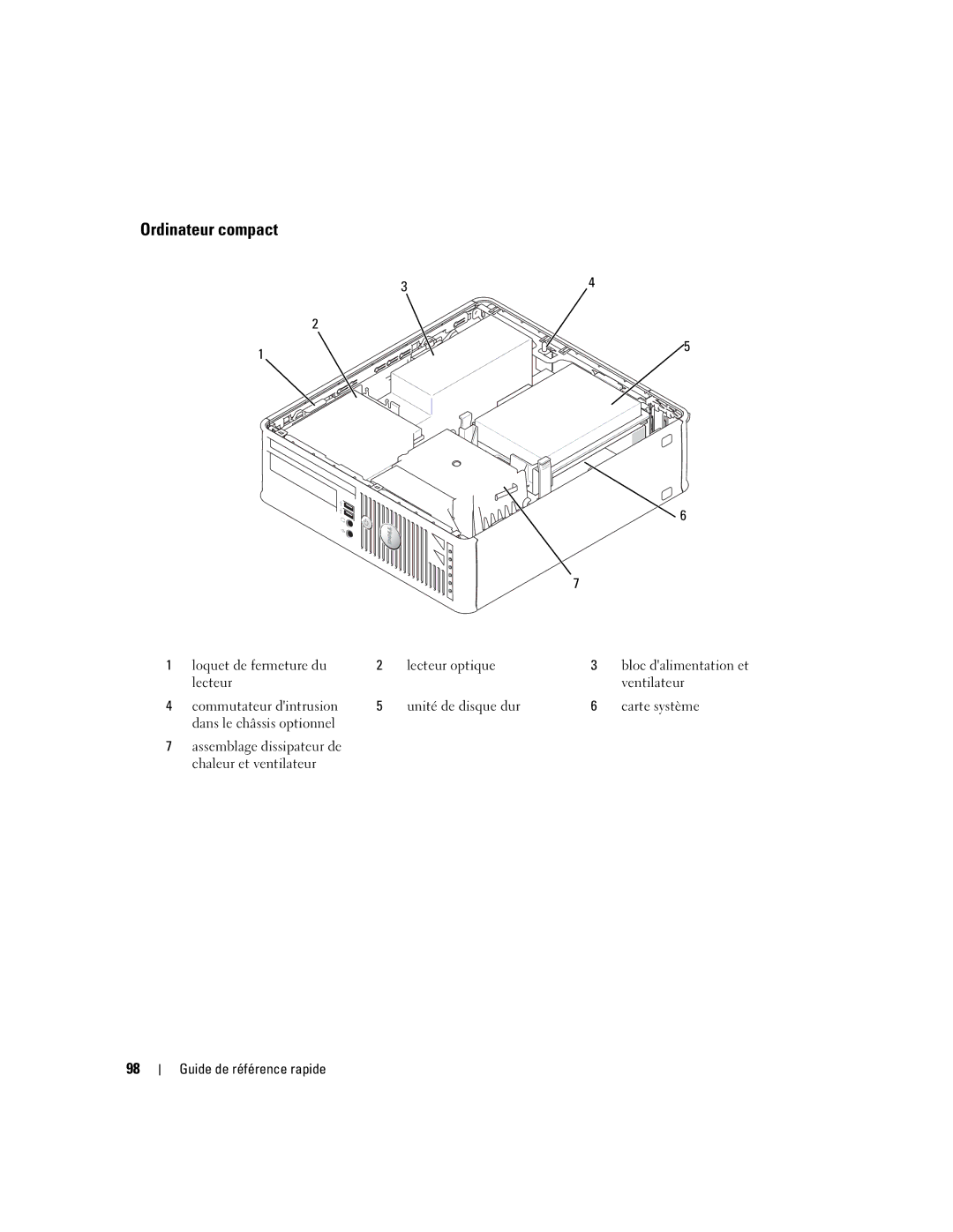 Dell 745 manual Ordinateur compact 