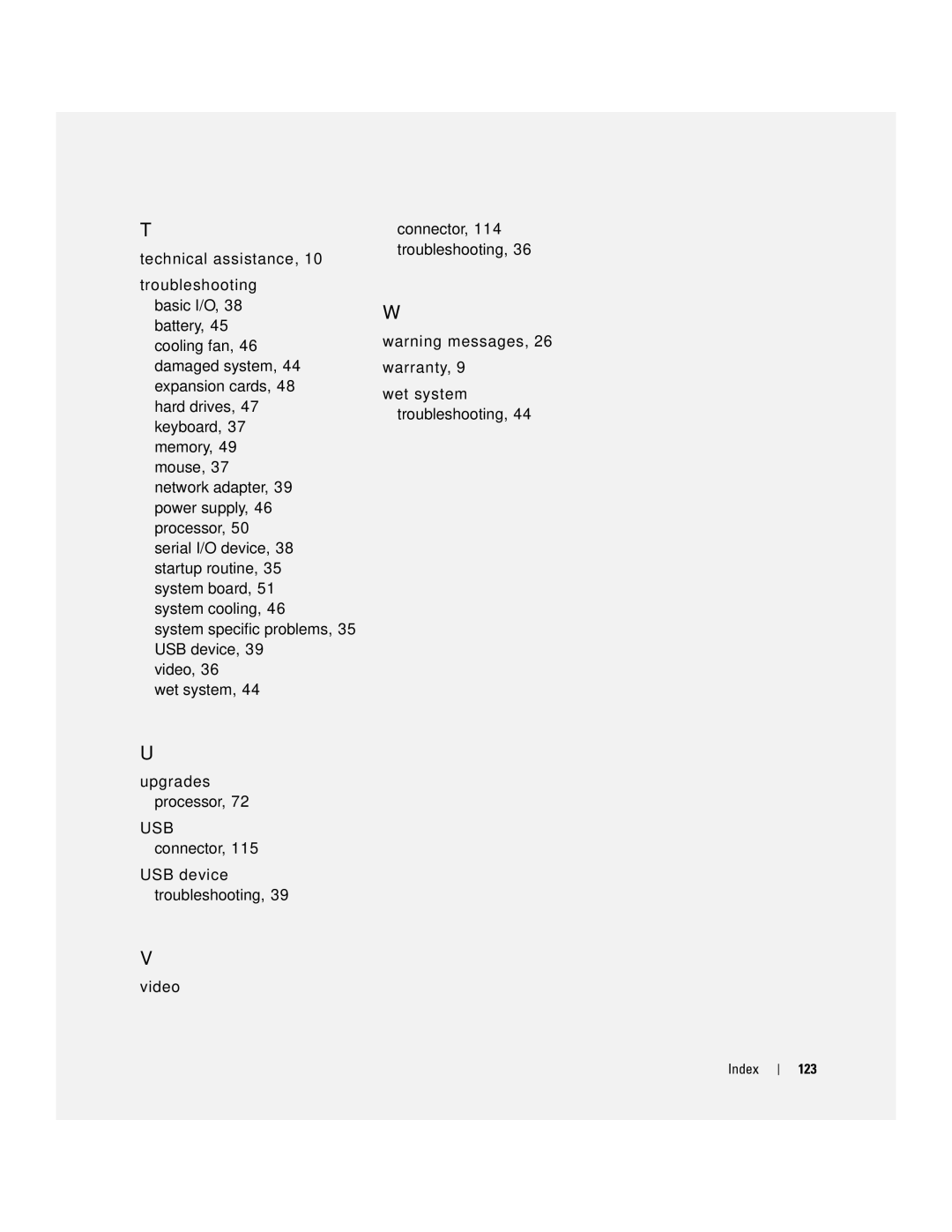 Dell 745N manual Index 123 