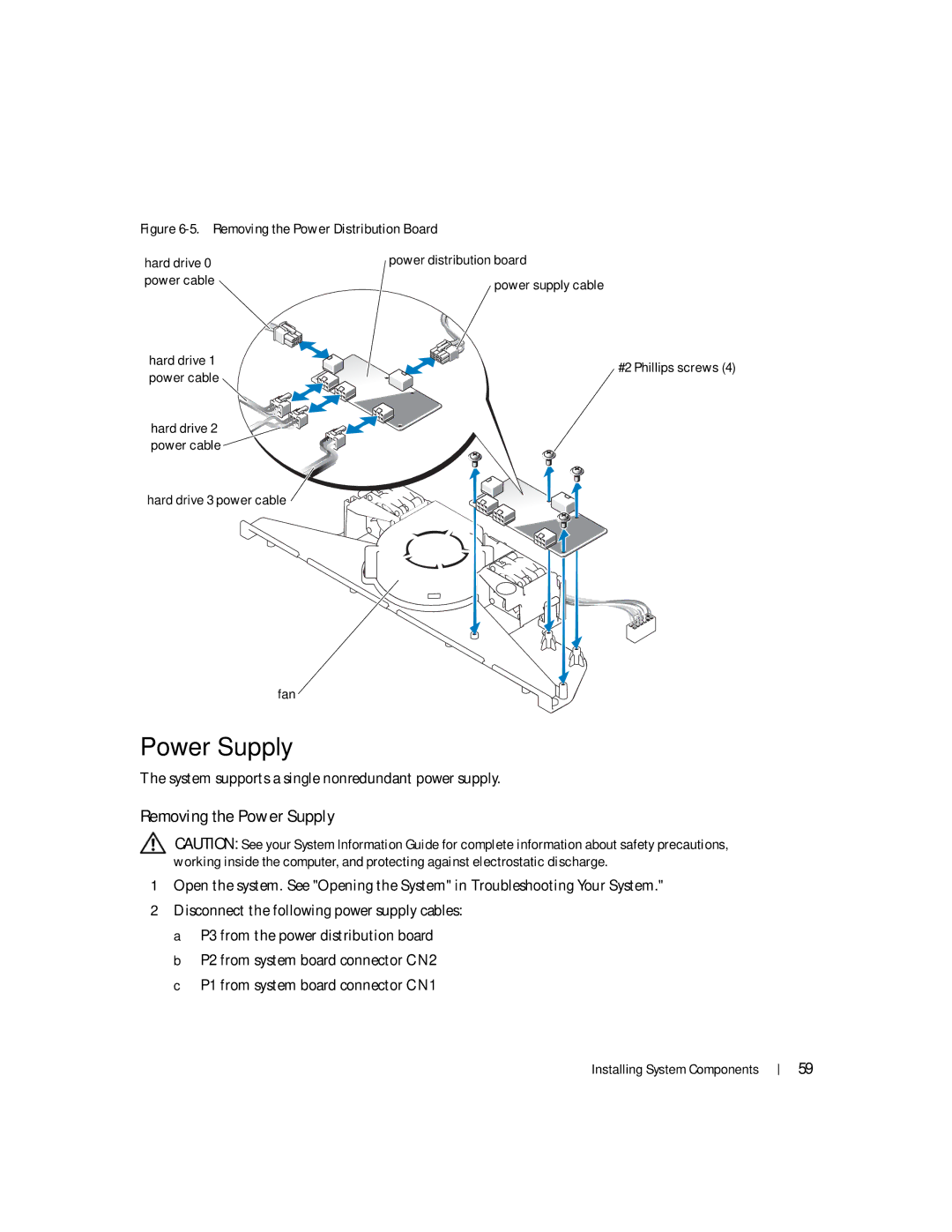 Dell 745N manual Removing the Power Supply 