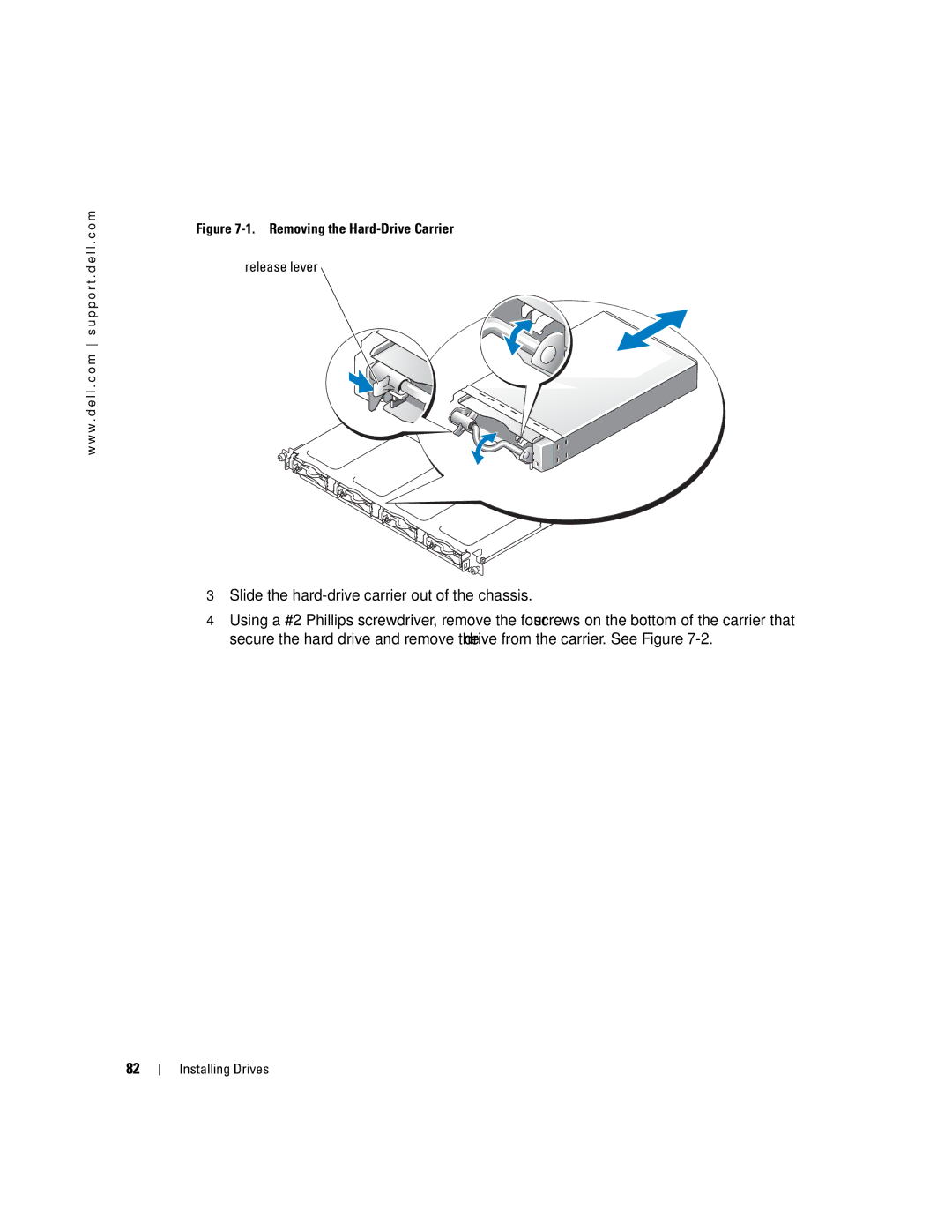 Dell 745N manual Removing the Hard-Drive Carrier Release lever 