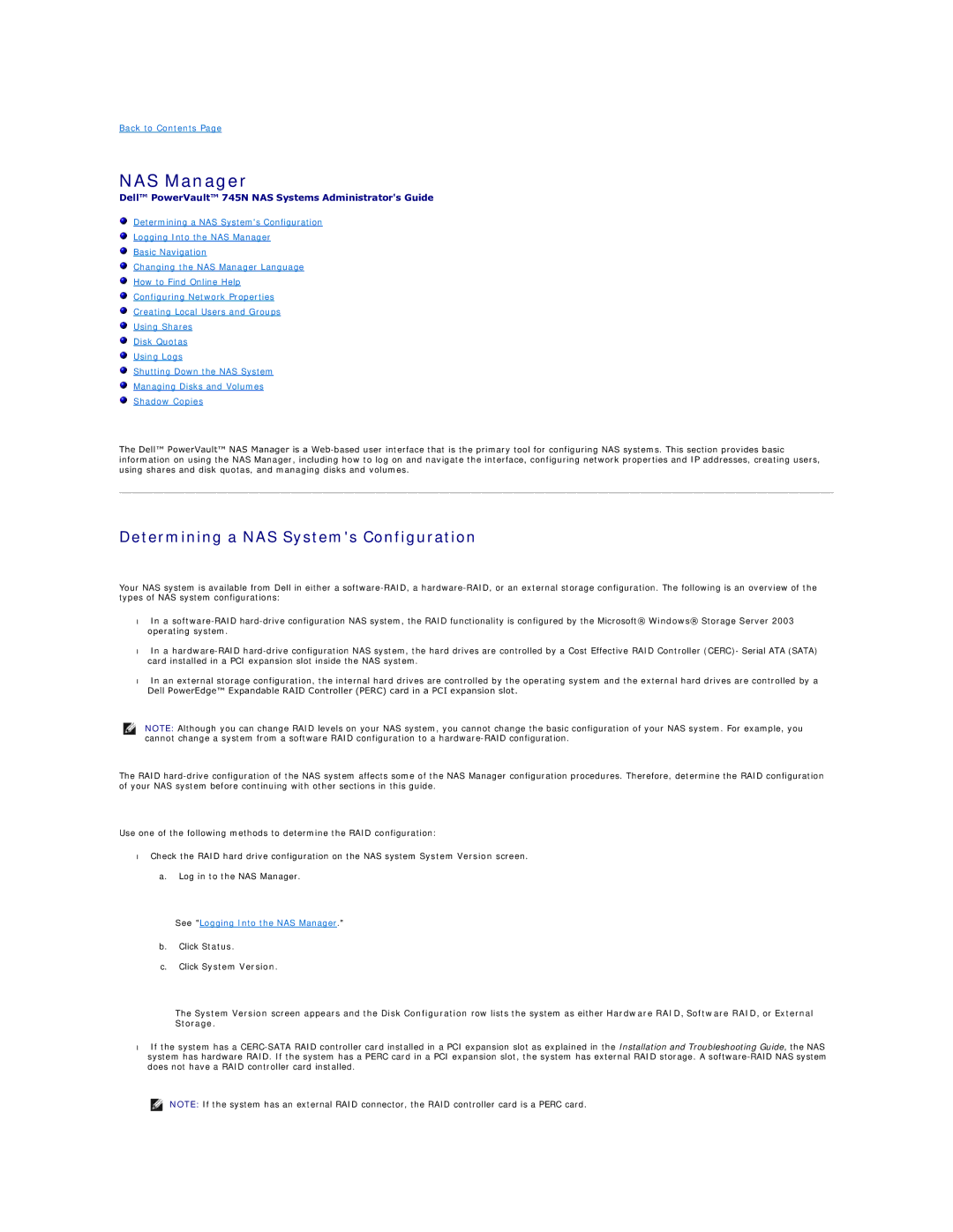 Dell 745N manual NAS Manager, Determining a NAS Systems Configuration 