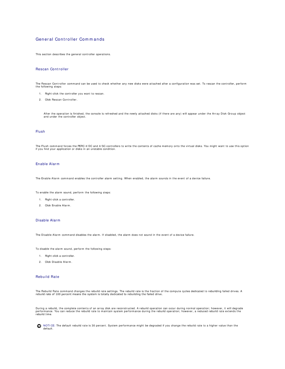 Dell 745N manual General Controller Commands 