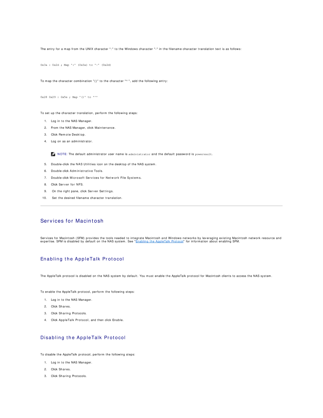 Dell 745N manual Services for Macintosh, Enabling the AppleTalk Protocol, Disabling the AppleTalk Protocol 