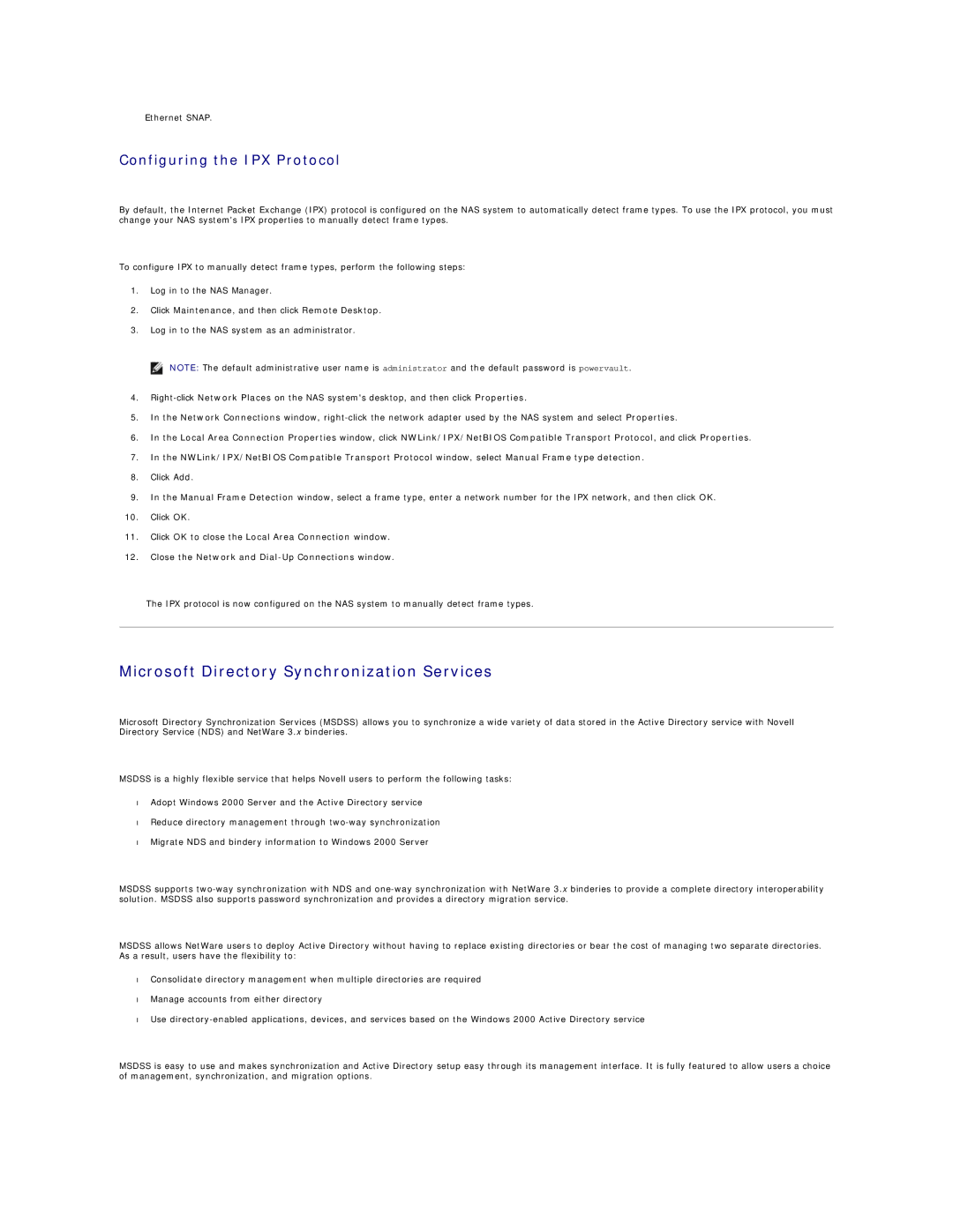 Dell 745N manual Microsoft Directory Synchronization Services, Configuring the IPX Protocol 