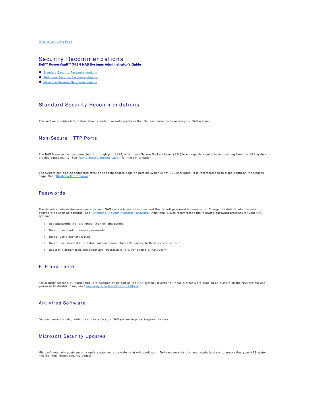 Dell 745N manual Standard Security Recommendations 