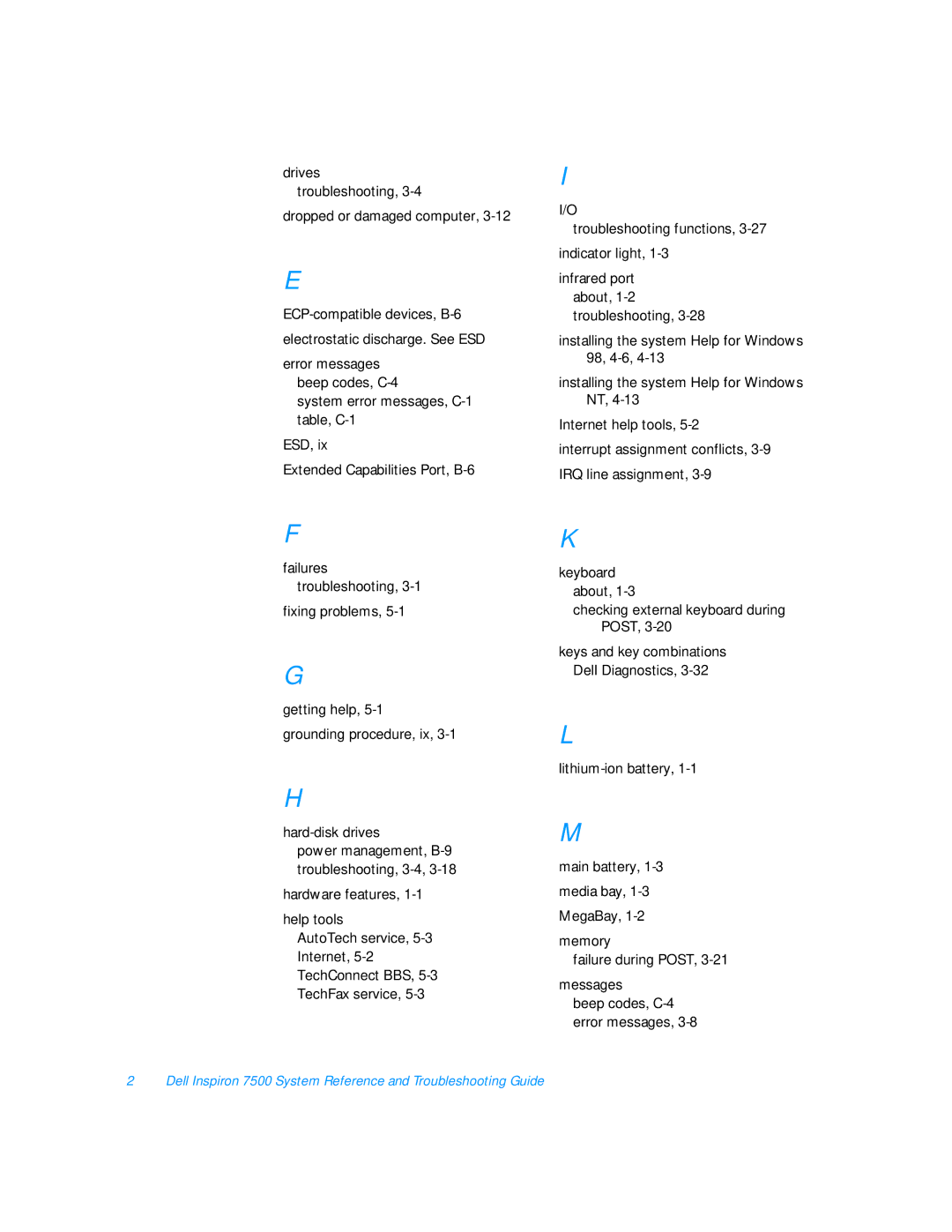 Dell 7500 manual Beep codes, C-4 error messages 